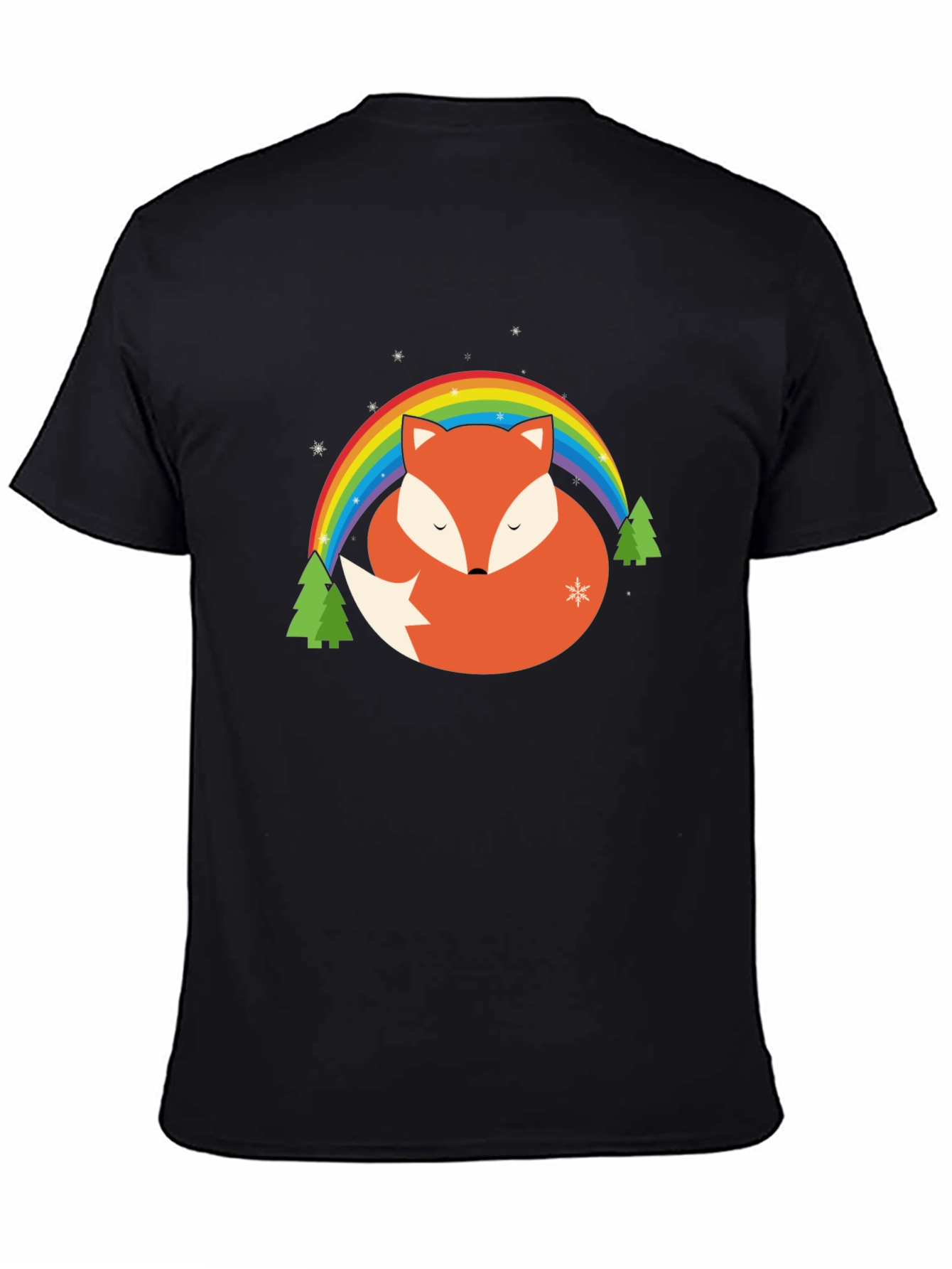 Fox Rainbow Graphic Tee - Black Cotton Blend Shirt