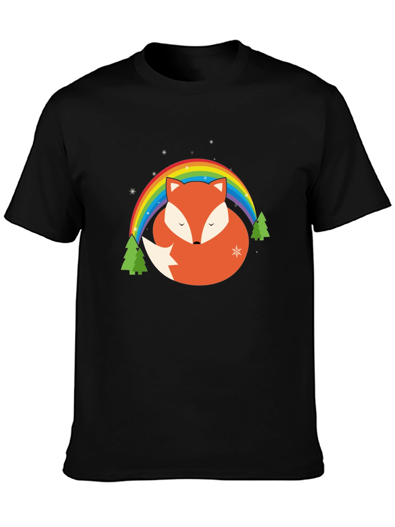 Fox Rainbow Graphic Tee - Black Cotton Blend Shirt