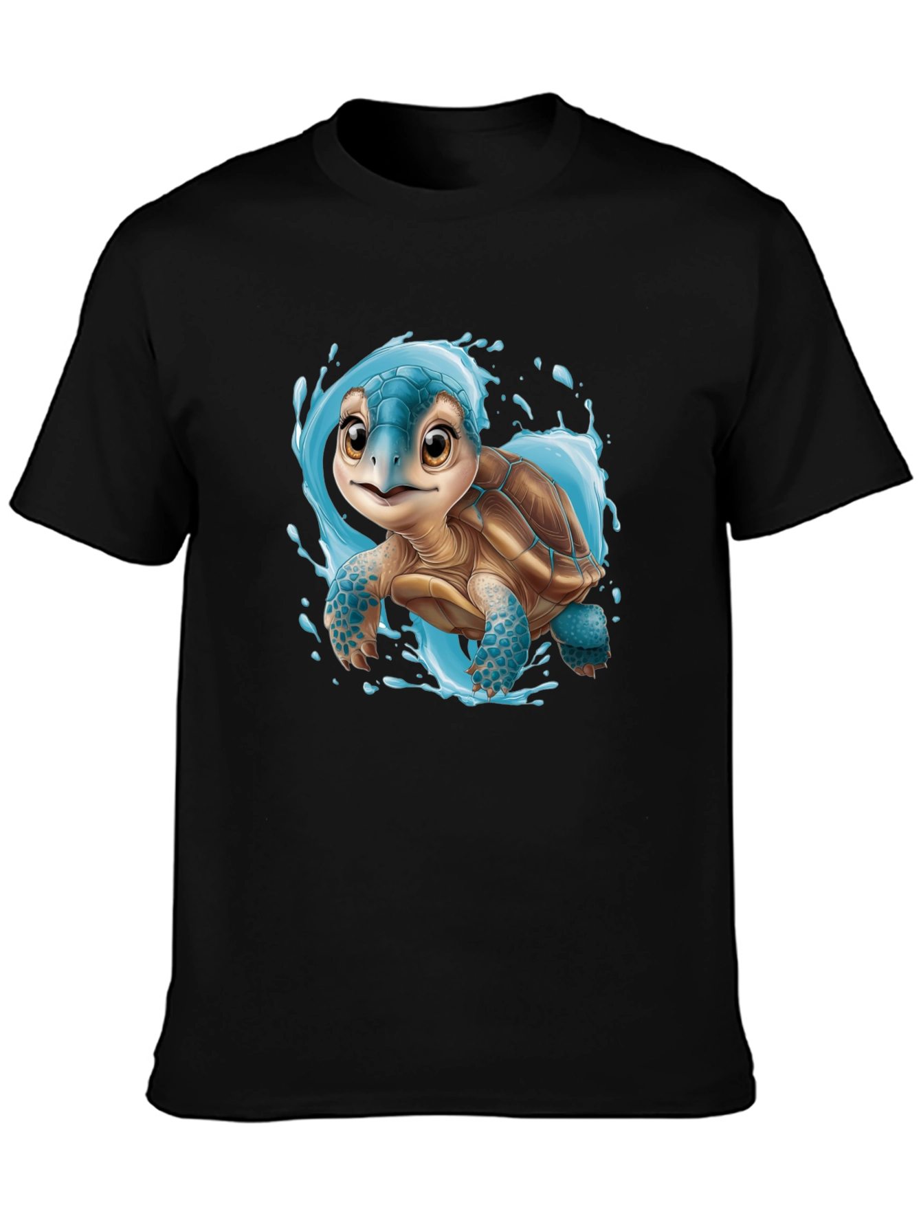 Cute Turtle Graphic Tee - Black Unisex T-Shirt