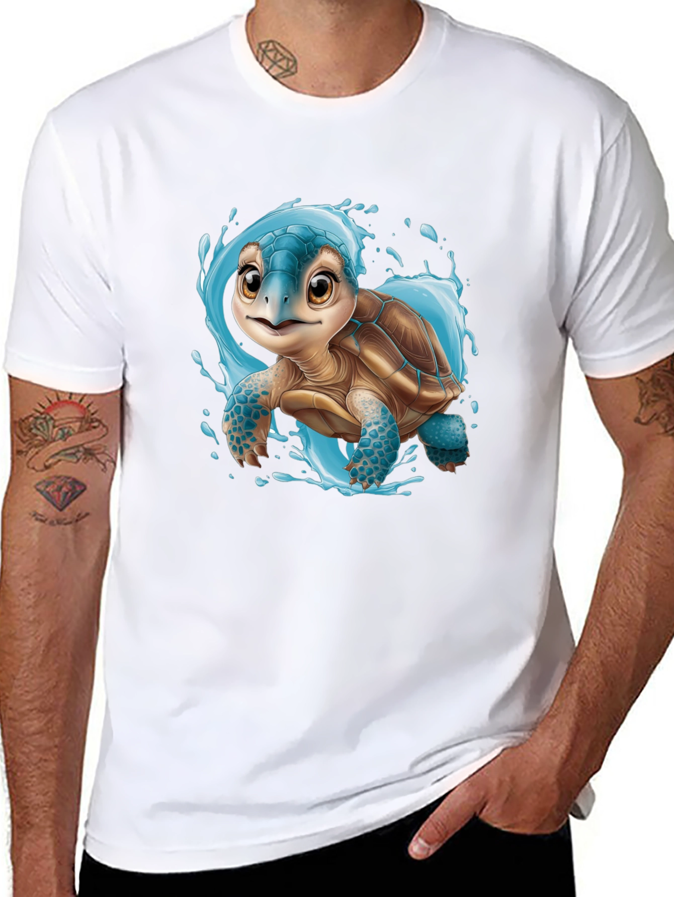 Cute Turtle Graphic Tee - Black Unisex T-Shirt
