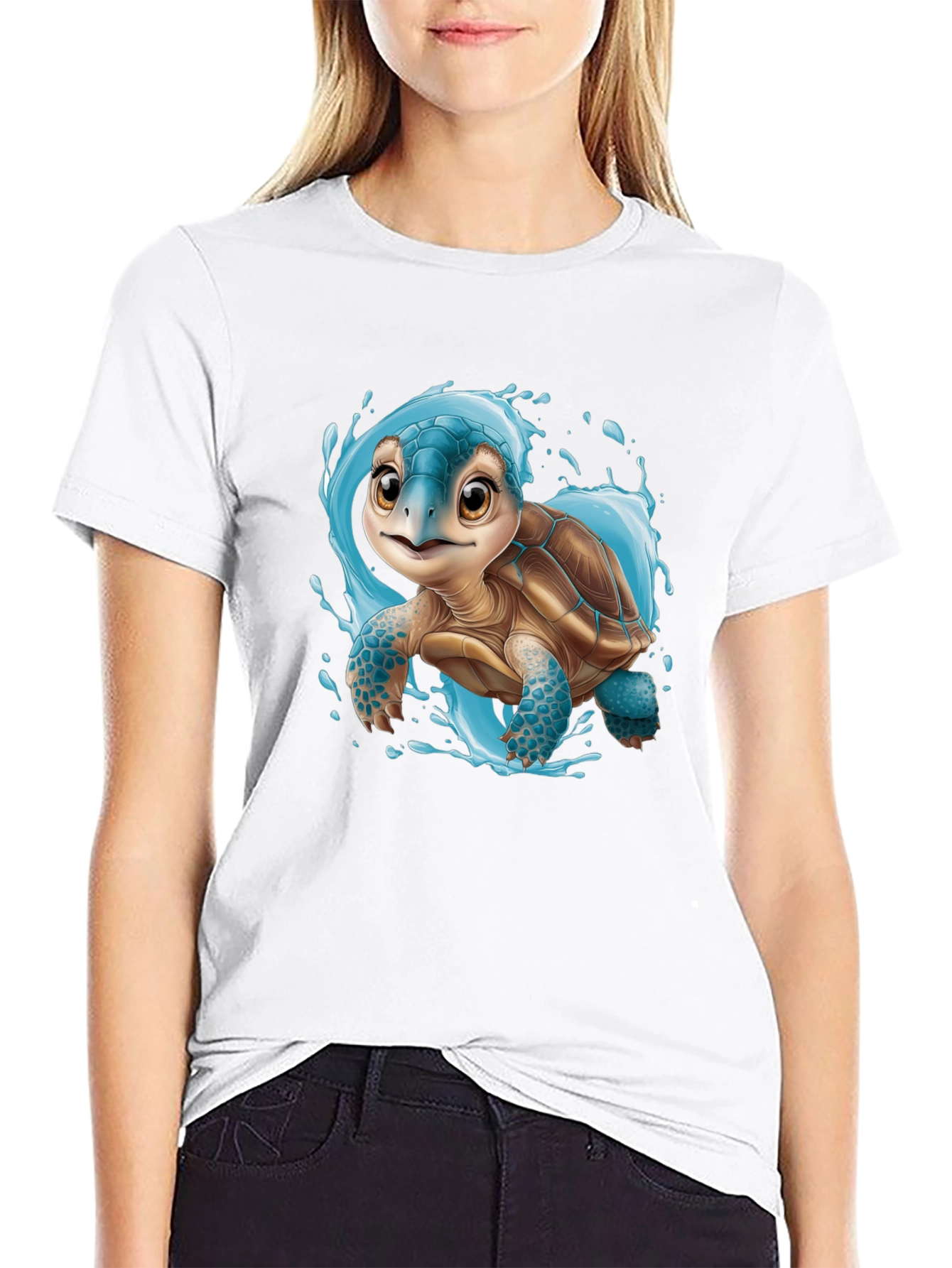 Cute Turtle Graphic Tee - Black Unisex T-Shirt
