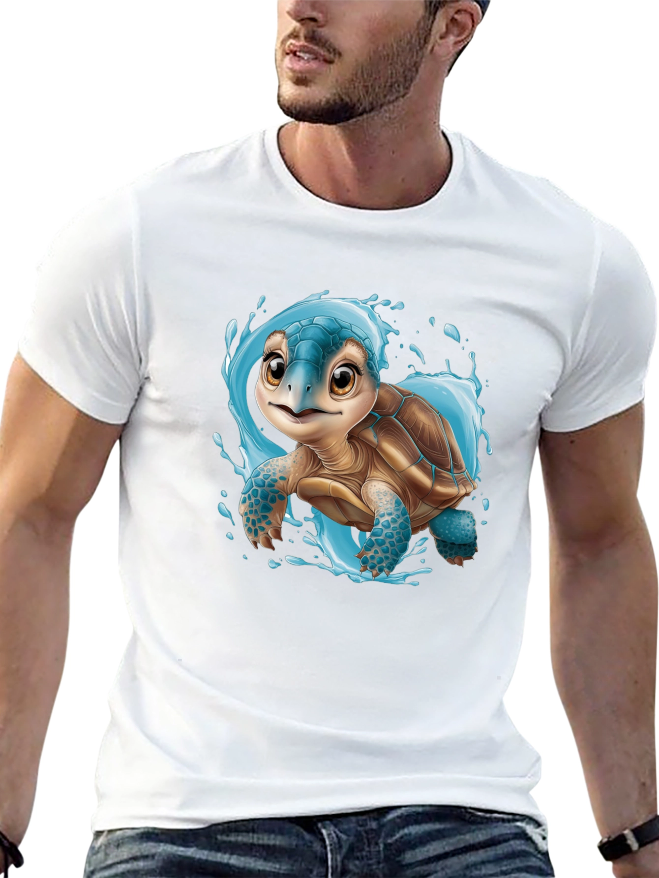 Cute Turtle Graphic Tee - Black Unisex T-Shirt