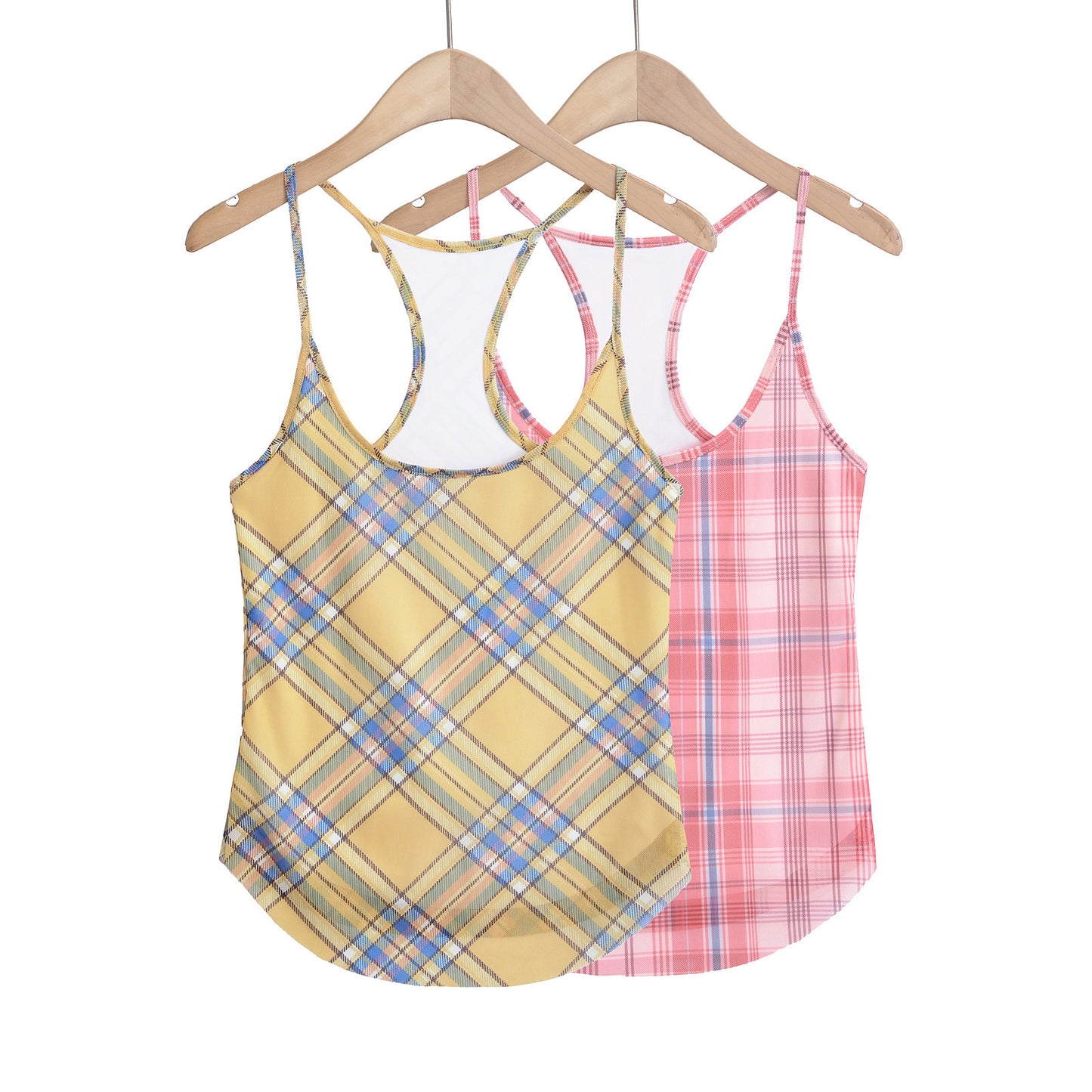 Checkered mesh vest for women