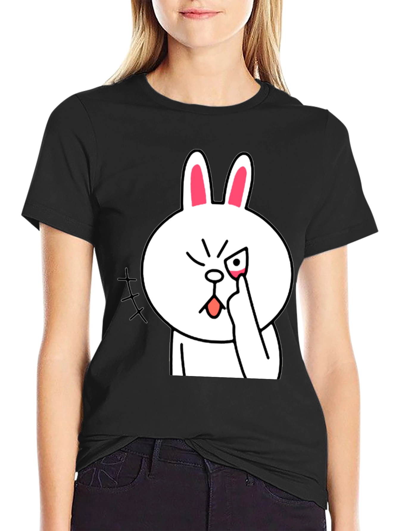 Funny Cartoon Rabbit Graphic T-Shirt