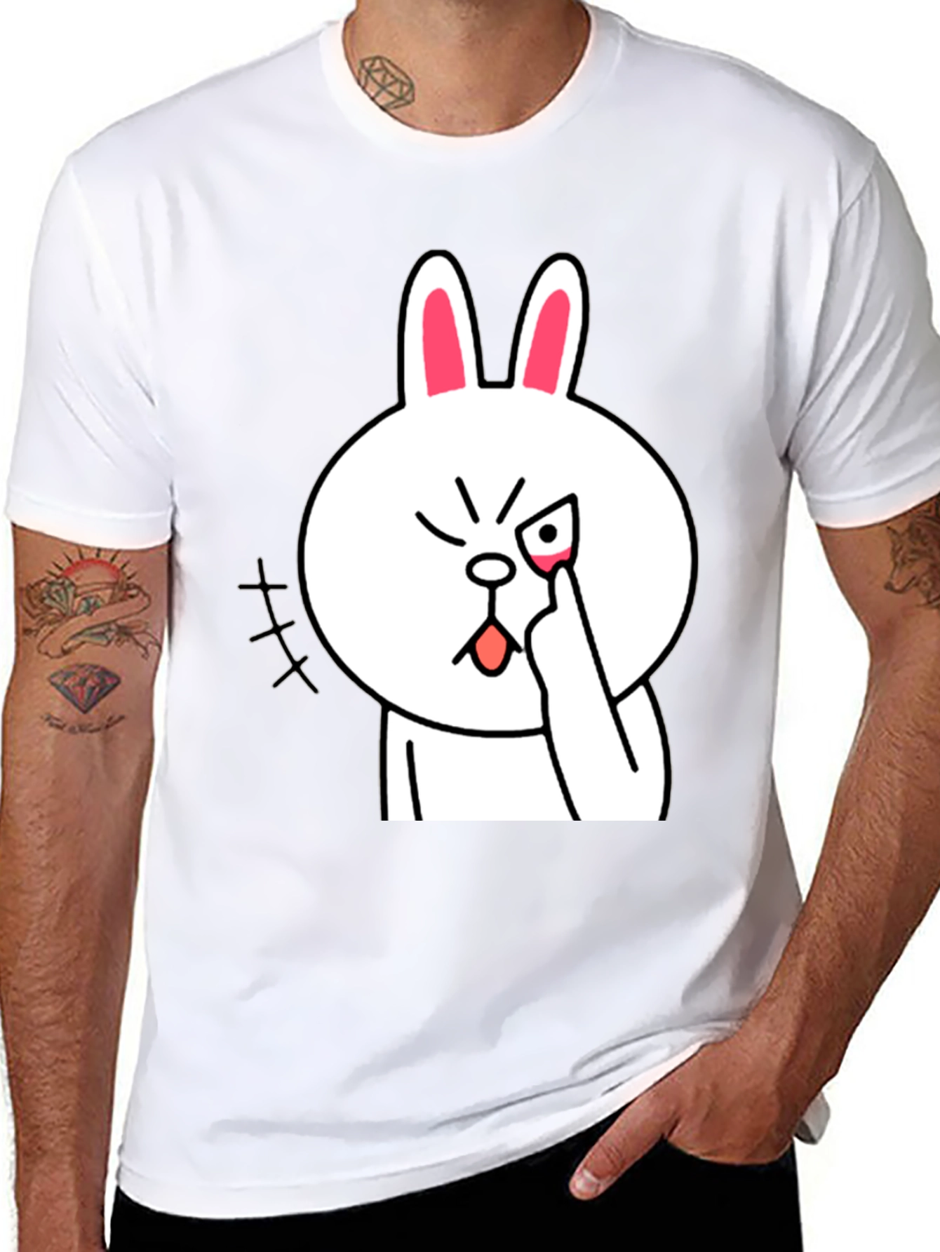 Funny Cartoon Rabbit Graphic T-Shirt