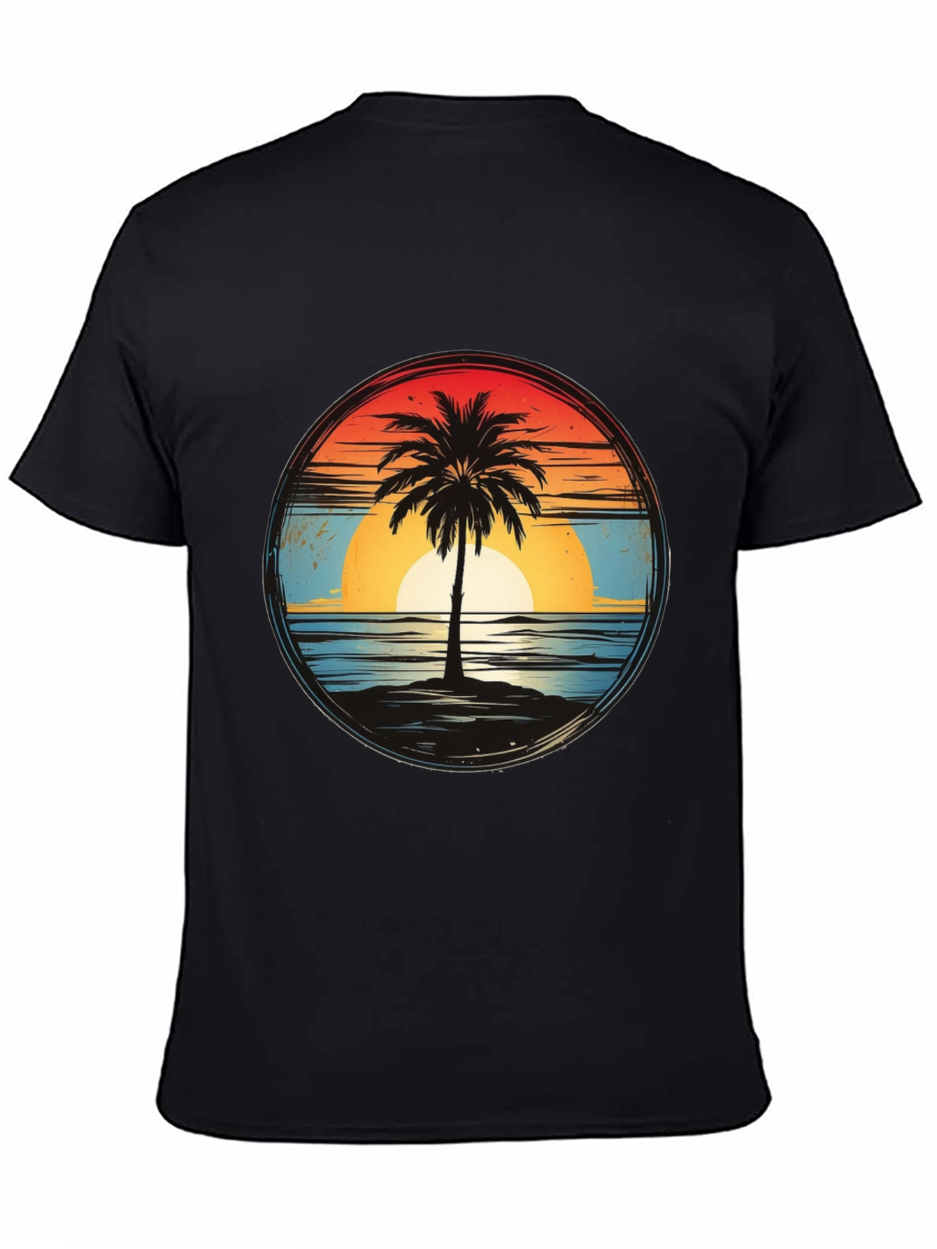 Sunset Palm Tee - Retro Beach Vibes