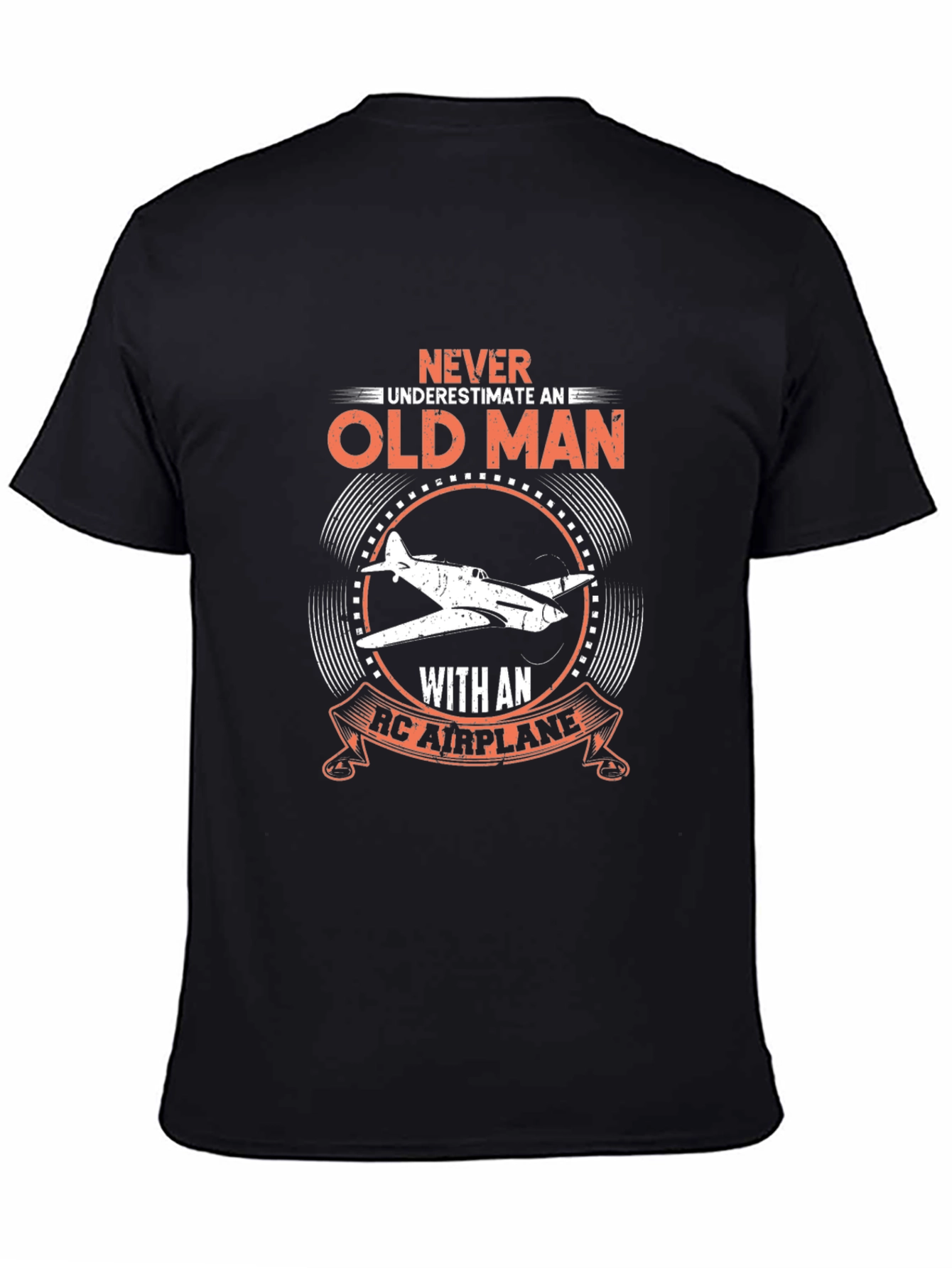 Old Man RC Airplane Black T-Shirt