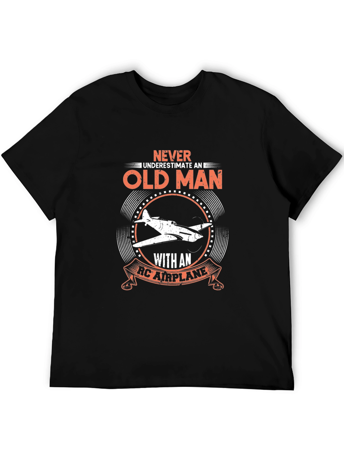 Old Man RC Airplane Black T-Shirt