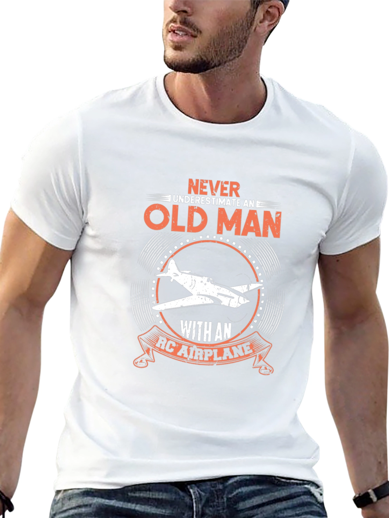 Old Man RC Airplane Black T-Shirt