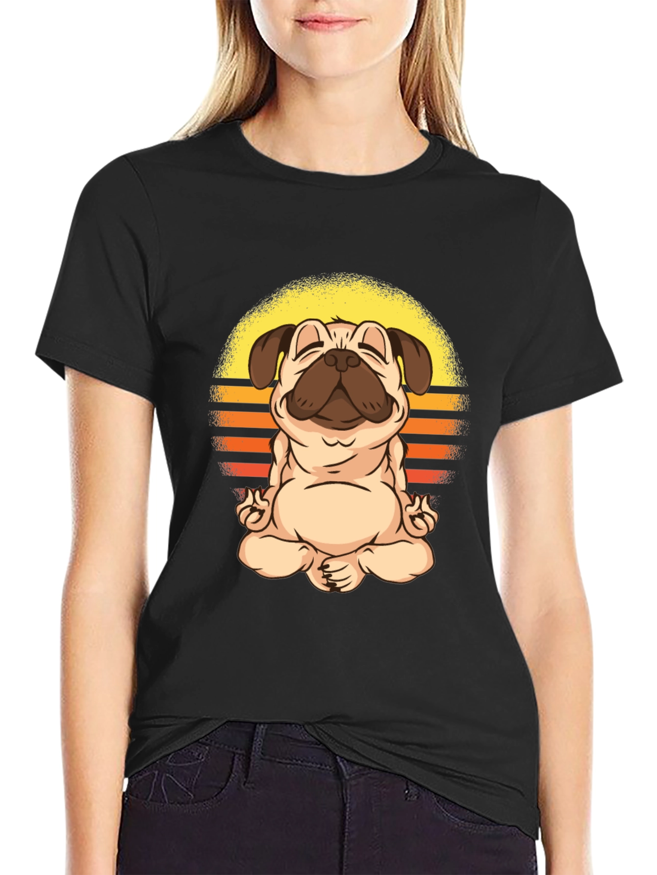 Zen Pug T-Shirt - Meditating Dog Graphic Tee