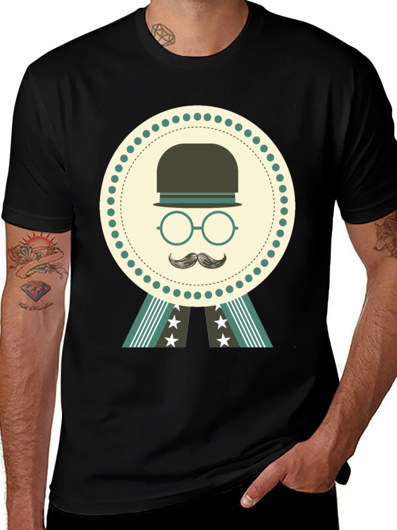Retro Gentleman Graphic T-Shirt - Black