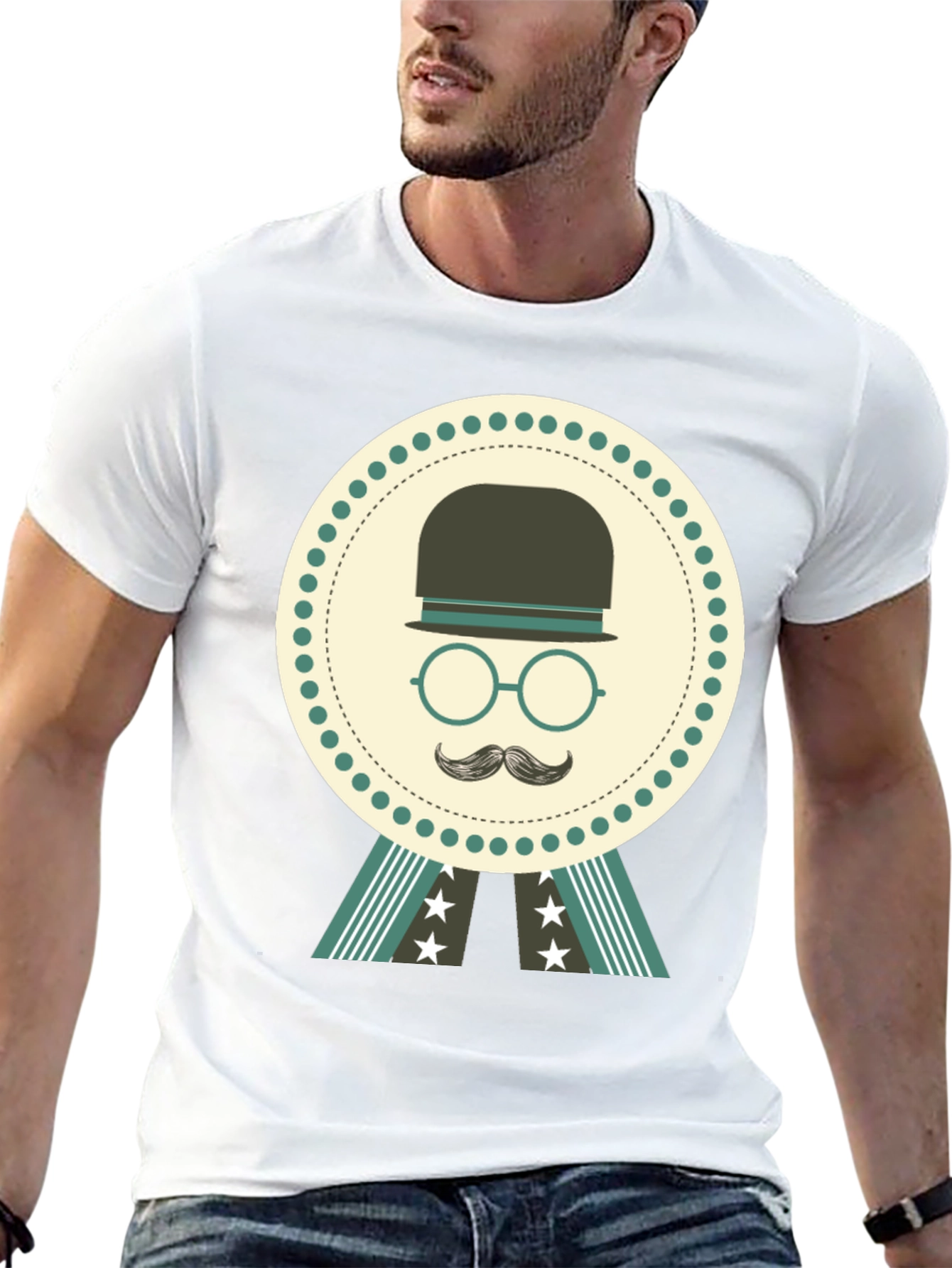 Retro Gentleman Graphic T-Shirt - Black