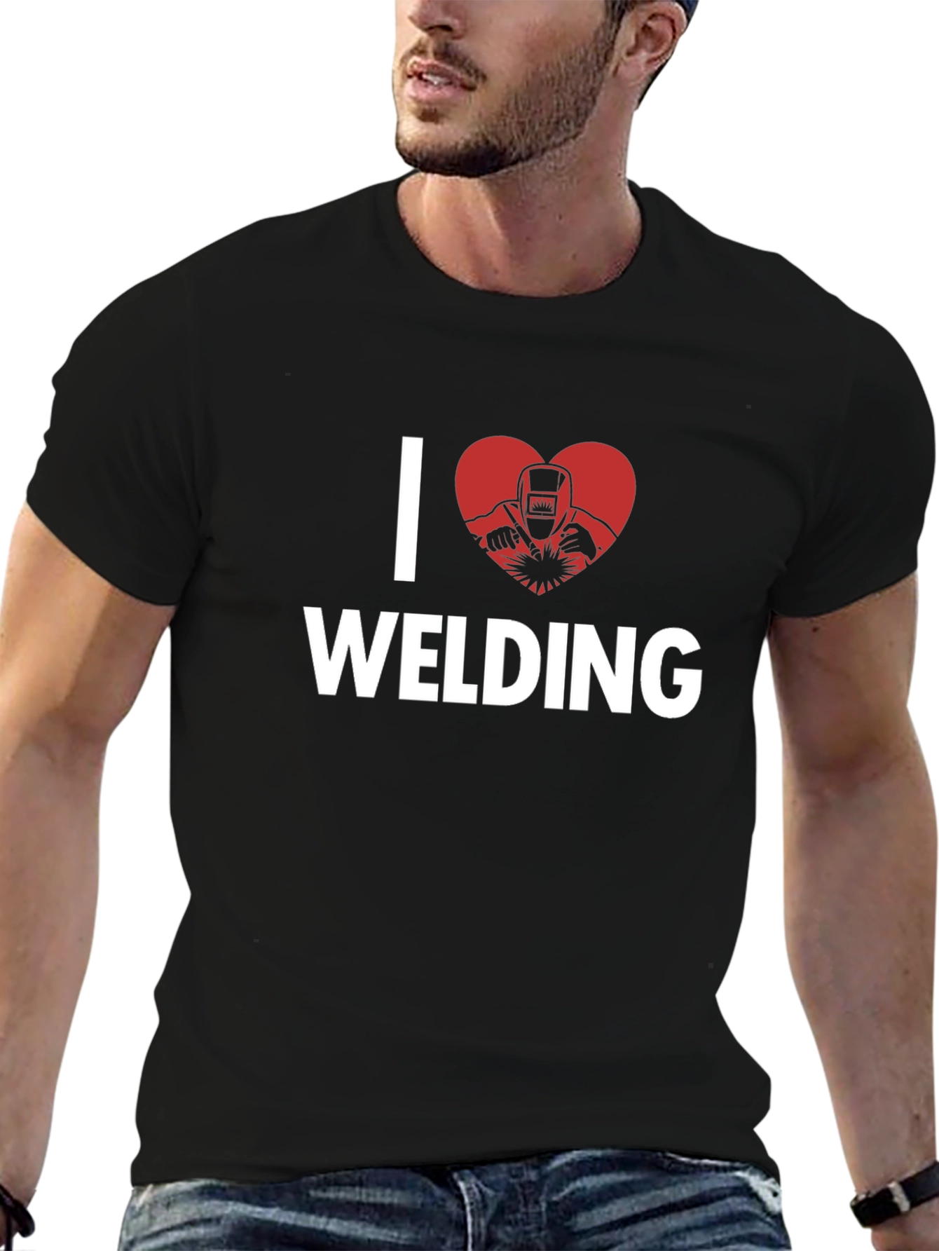 I Love Welding Graphic T-Shirt - Black Cotton Tee
