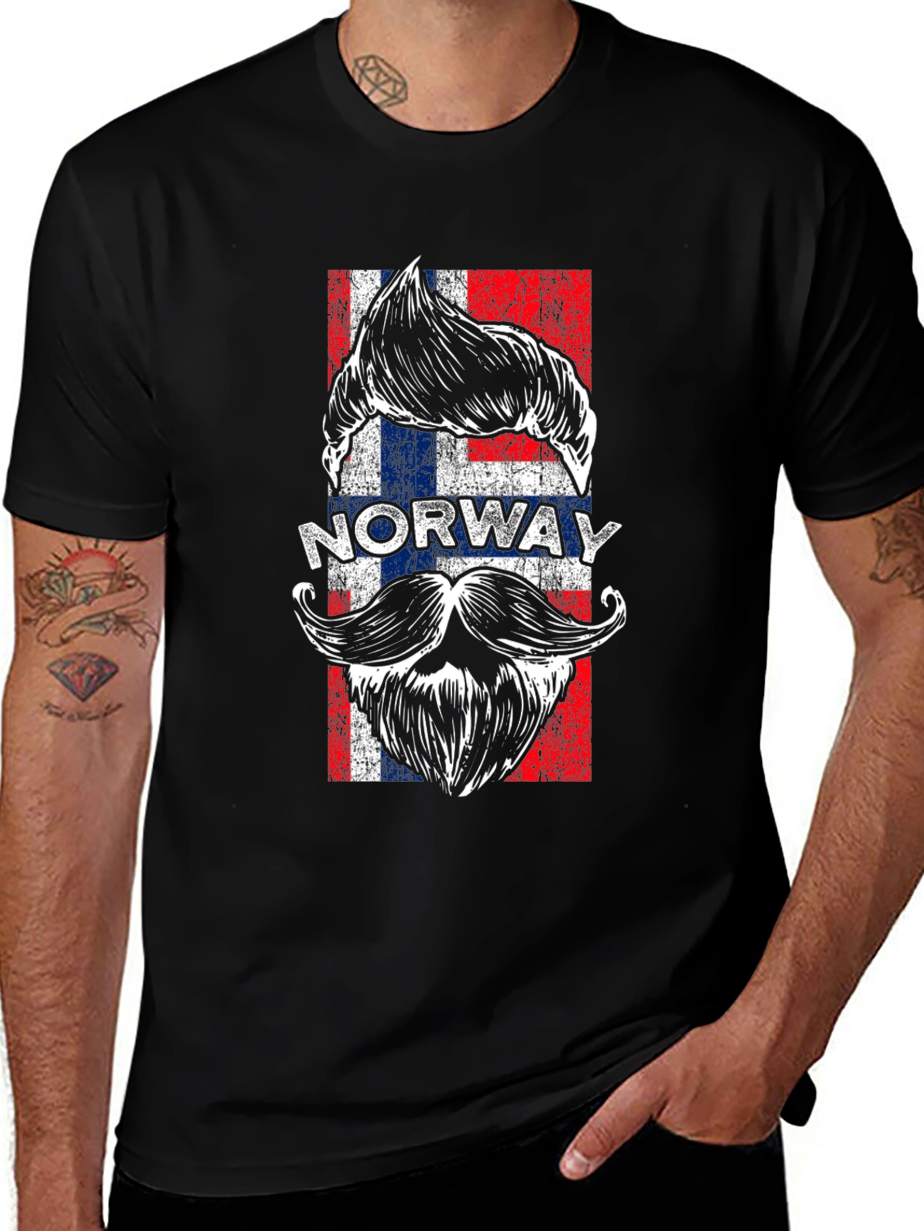 Norway Flag Beard Graphic T-Shirt