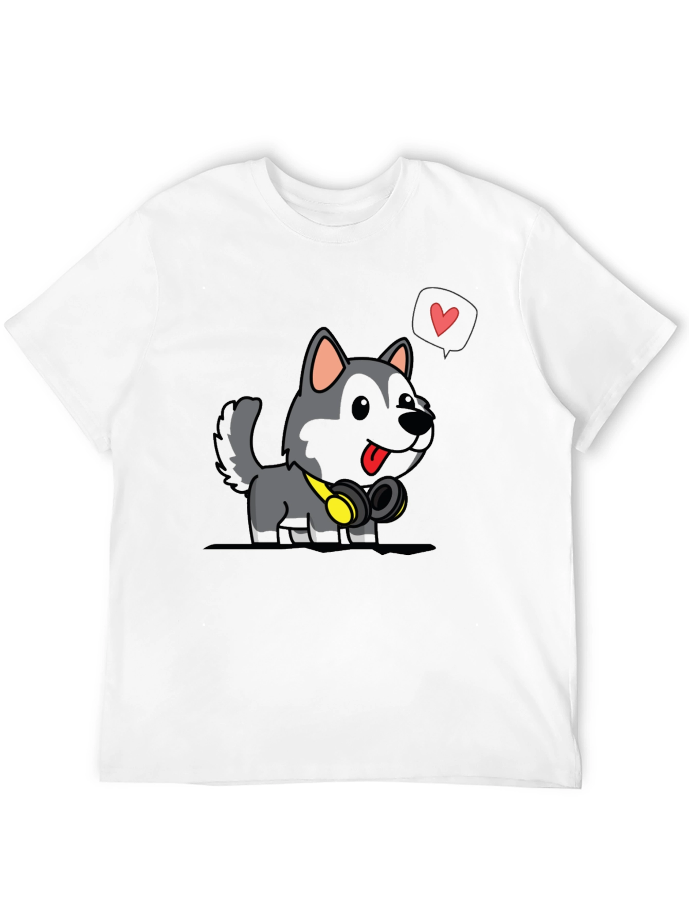 Cute Dog Cartoon Graphic Black T-Shirt