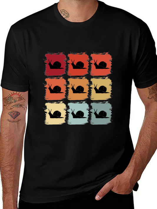 Retro Snail T-Shirt - Black Cotton Blend - Novelty Tee