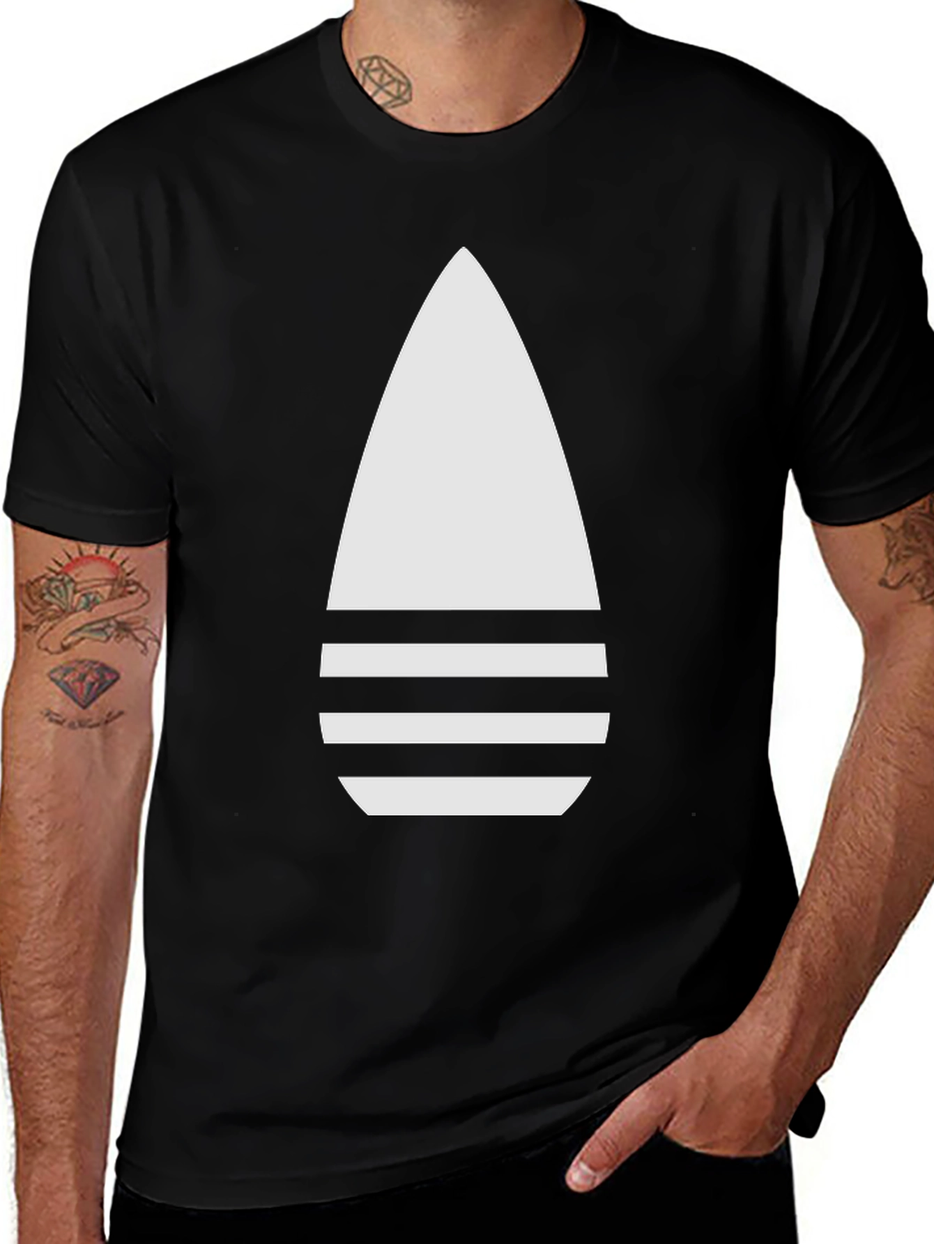 Modern Black T-Shirt with Abstract White Design