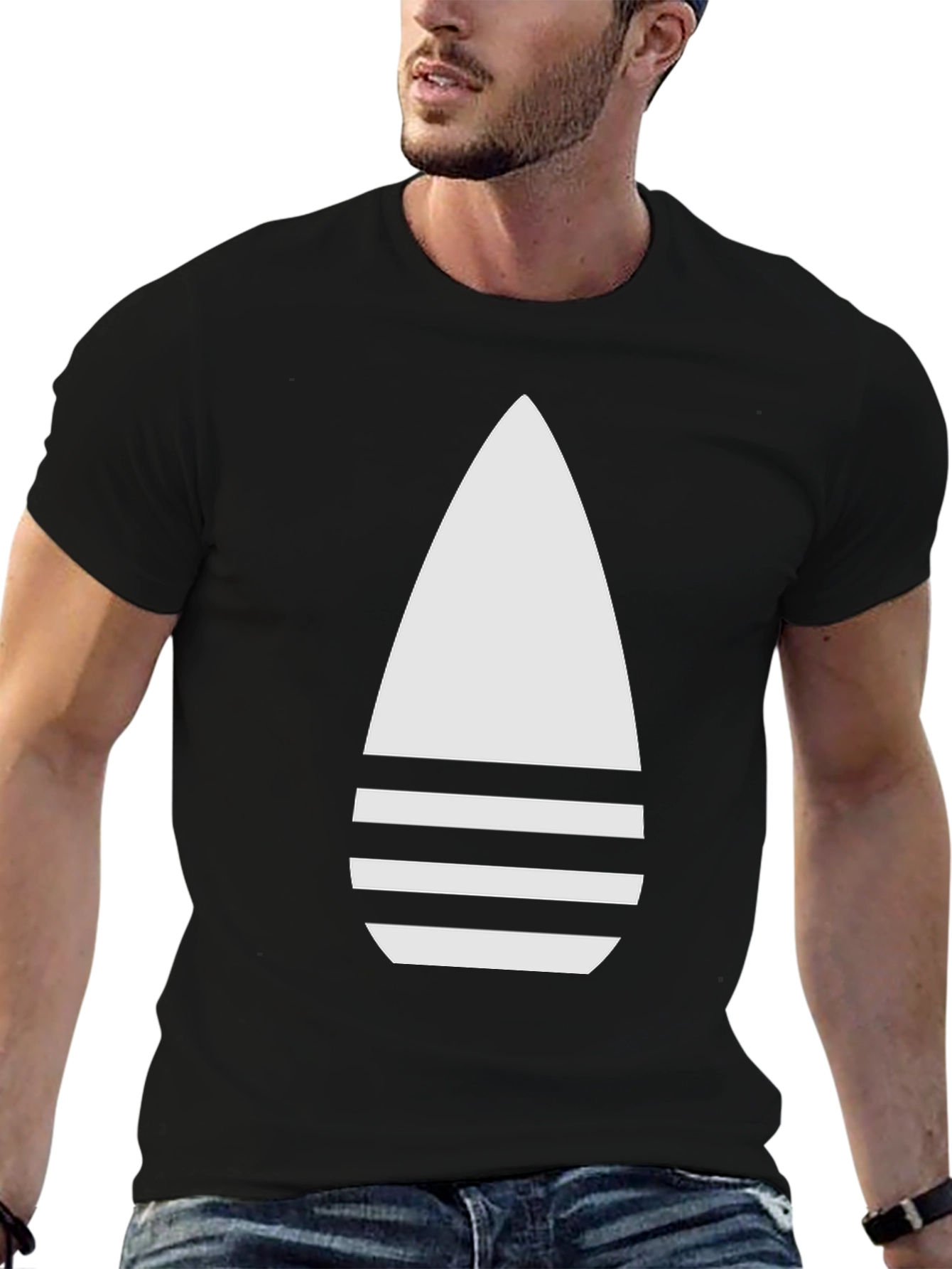 Modern Black T-Shirt with Abstract White Design