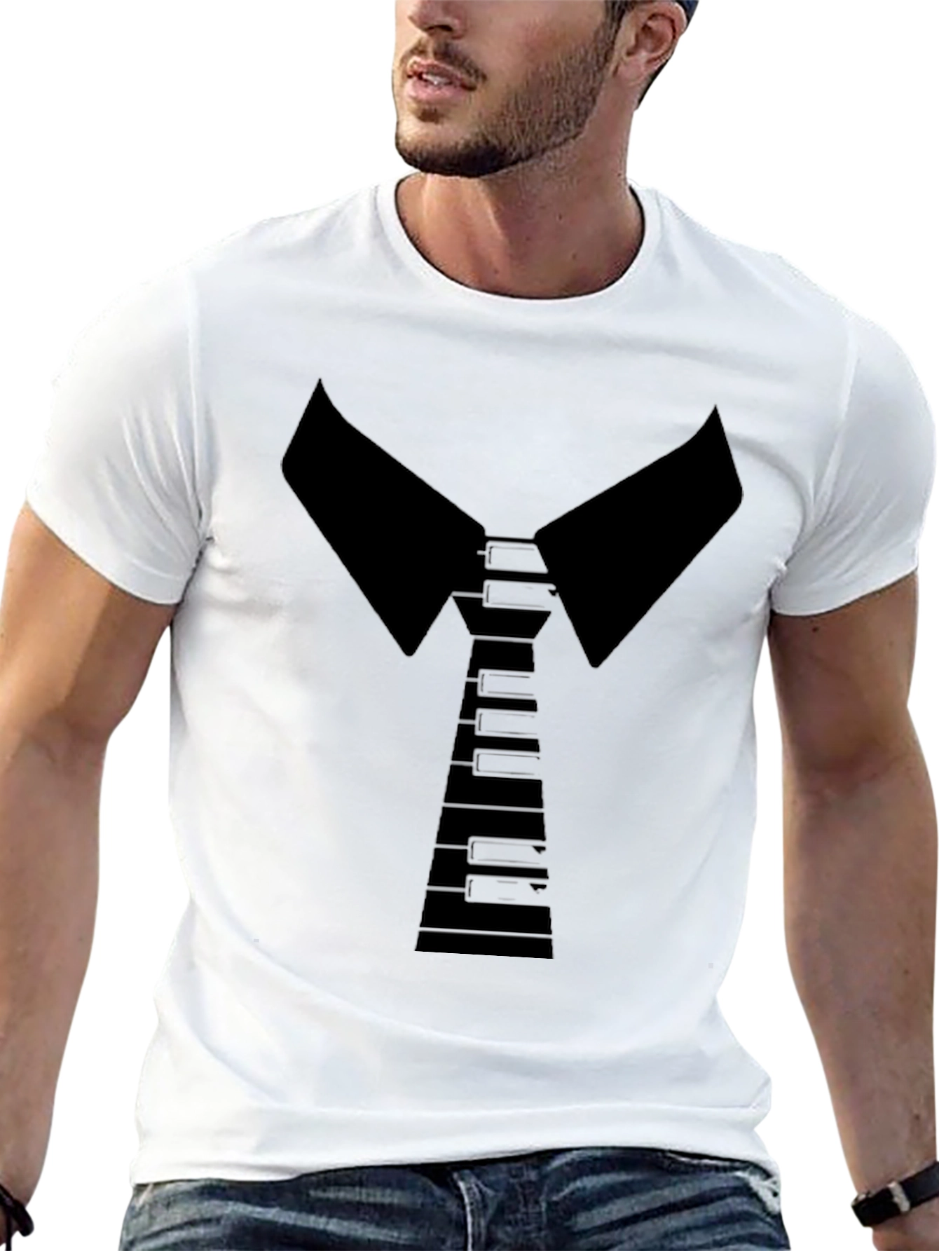 Piano Tie T-Shirt - Stylish Musician Tee