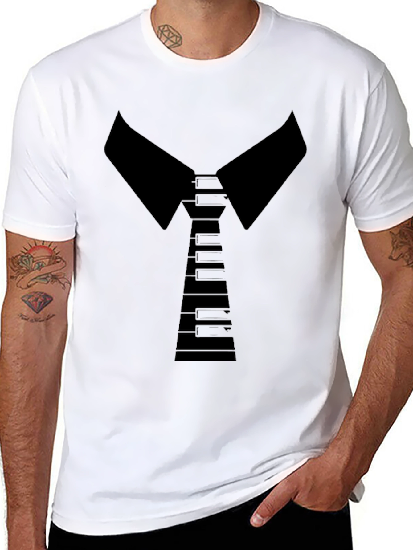 Piano Tie T-Shirt - Stylish Musician Tee