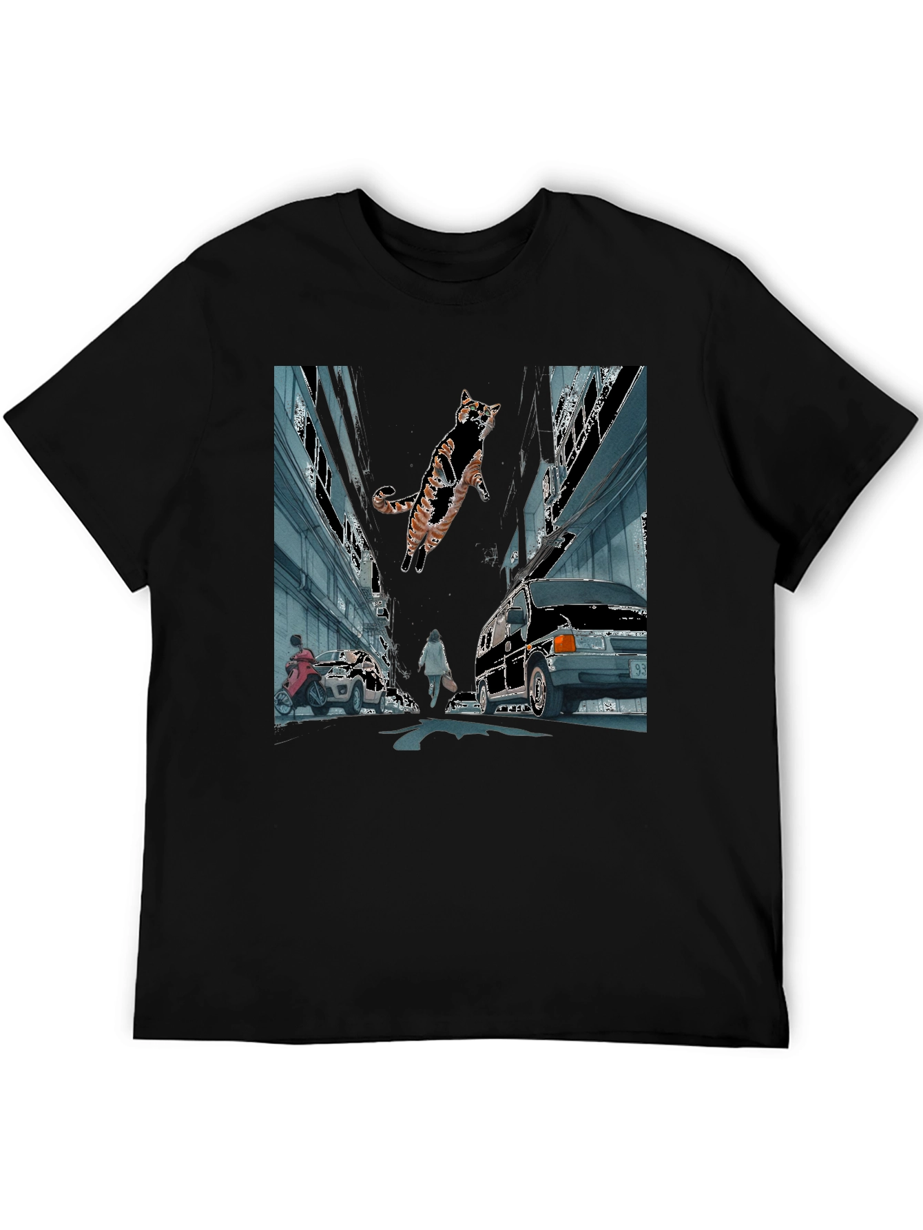 Urban Cat Adventure Graphic T-Shirt