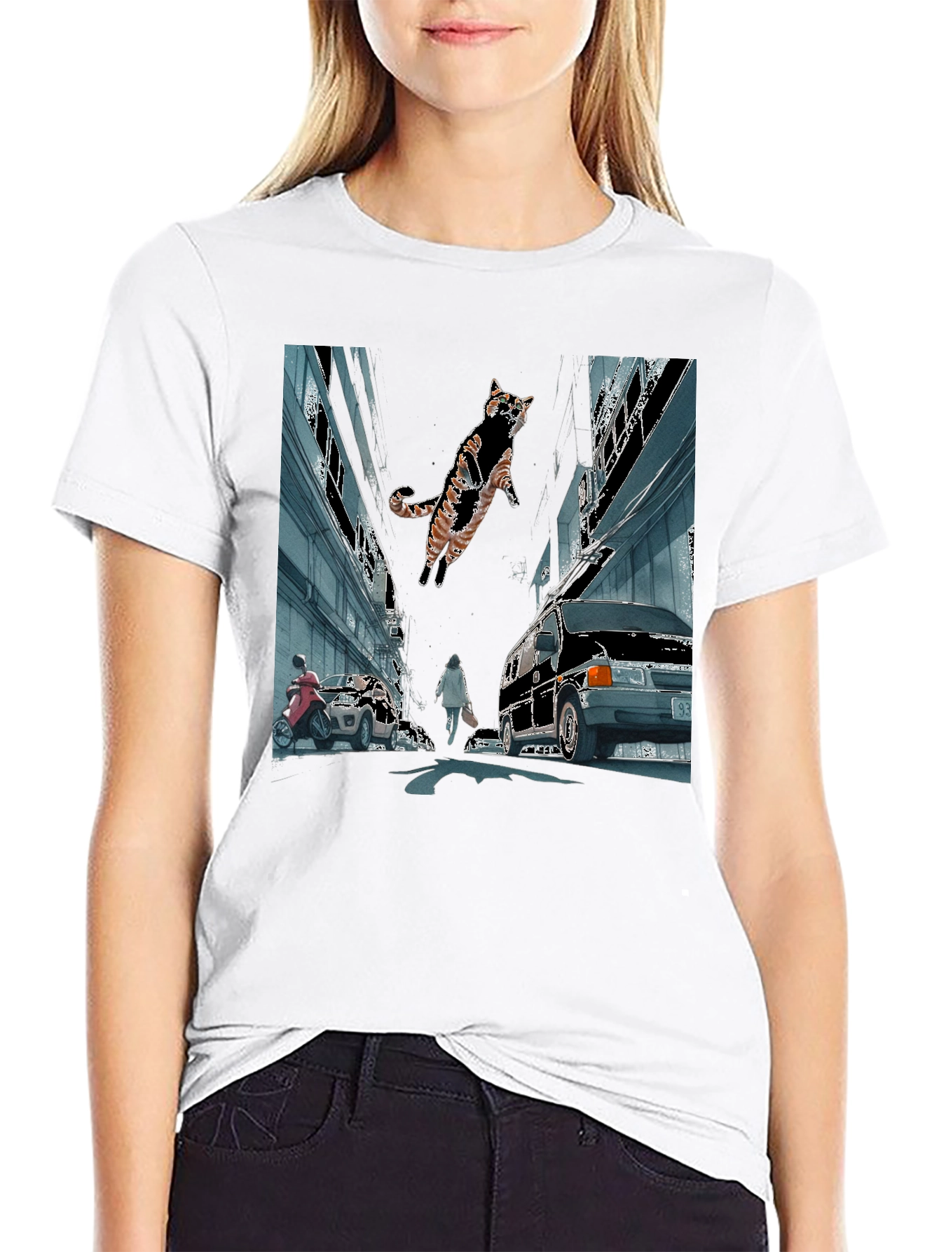 Urban Cat Adventure Graphic T-Shirt
