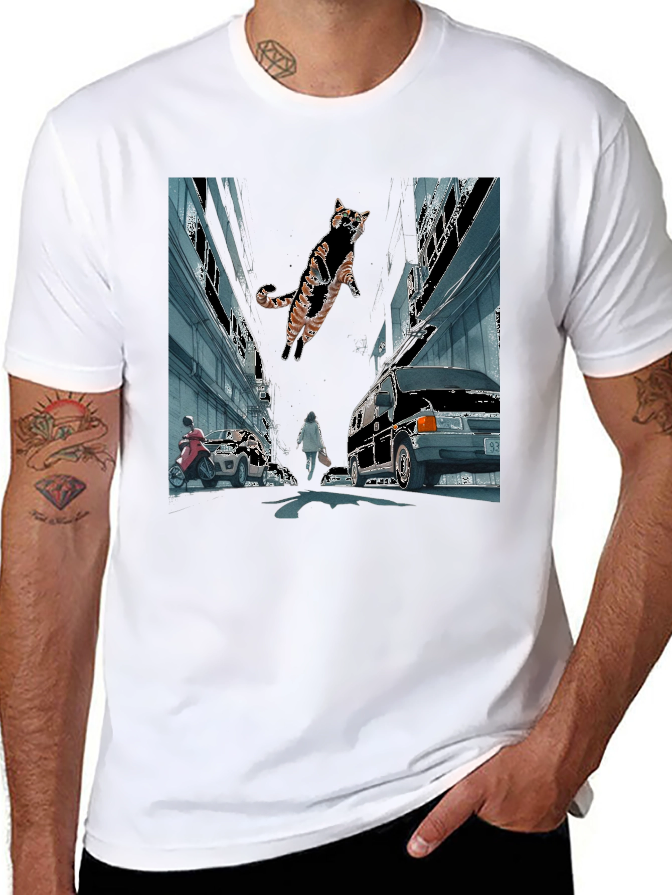 Urban Cat Adventure Graphic T-Shirt