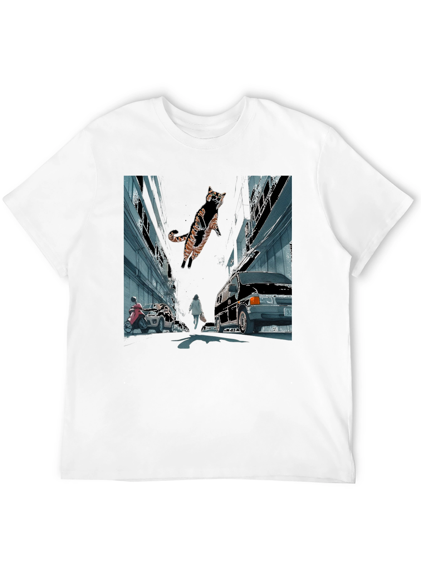 Urban Cat Adventure Graphic T-Shirt