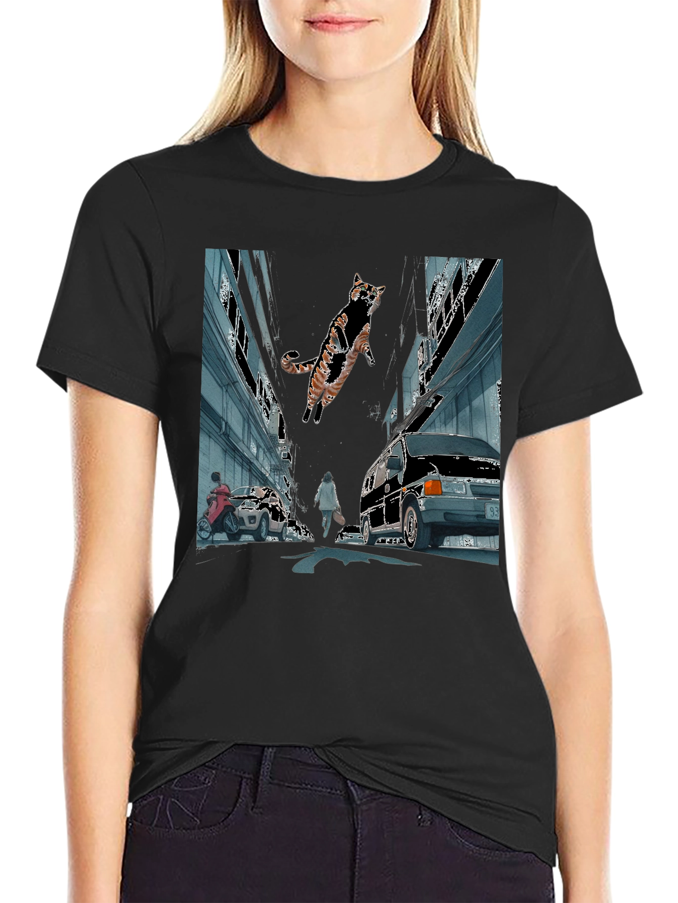 Urban Cat Adventure Graphic T-Shirt