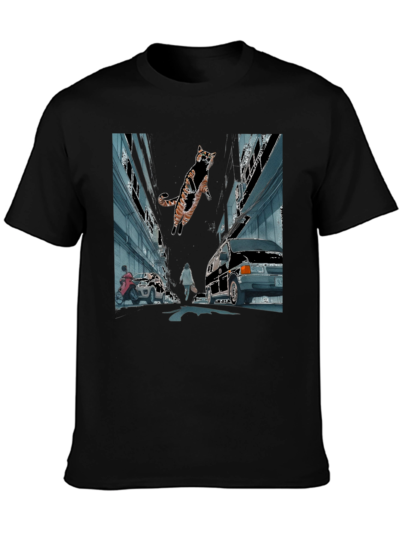 Urban Cat Adventure Graphic T-Shirt