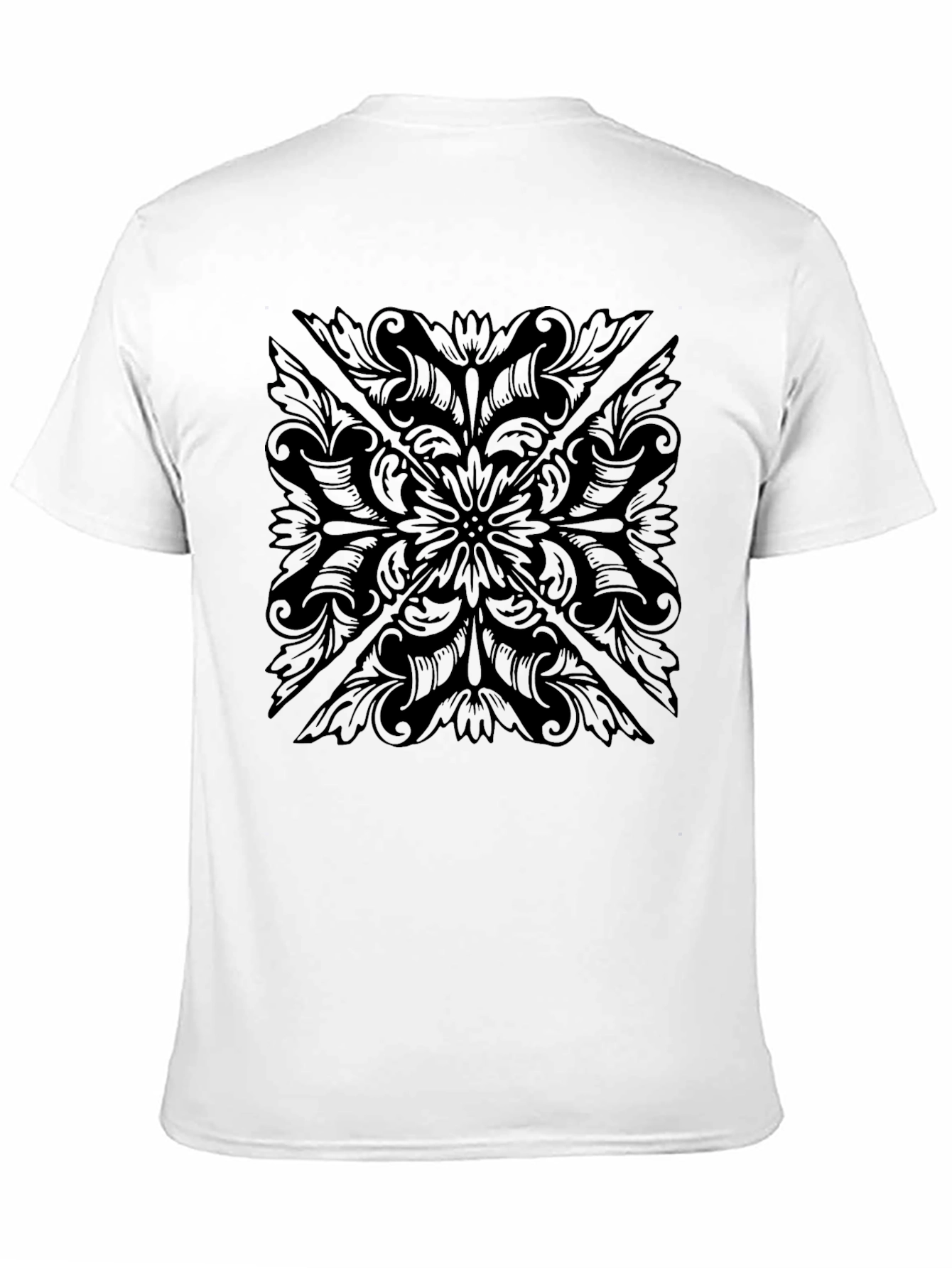 Mens Black Floral Pattern T-Shirt