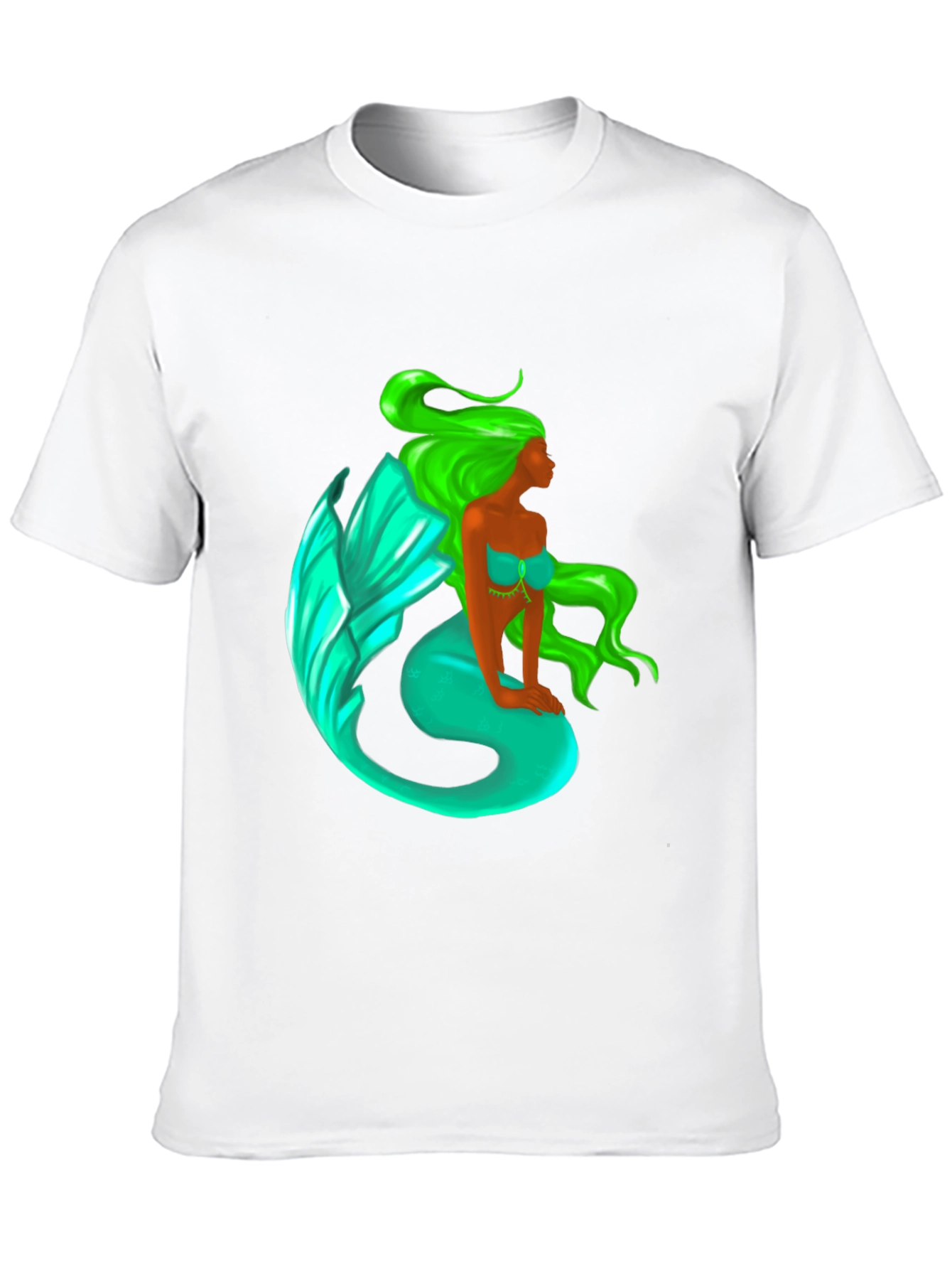 Mermaid Graphic Tee - Black Cotton Blend T-Shirt