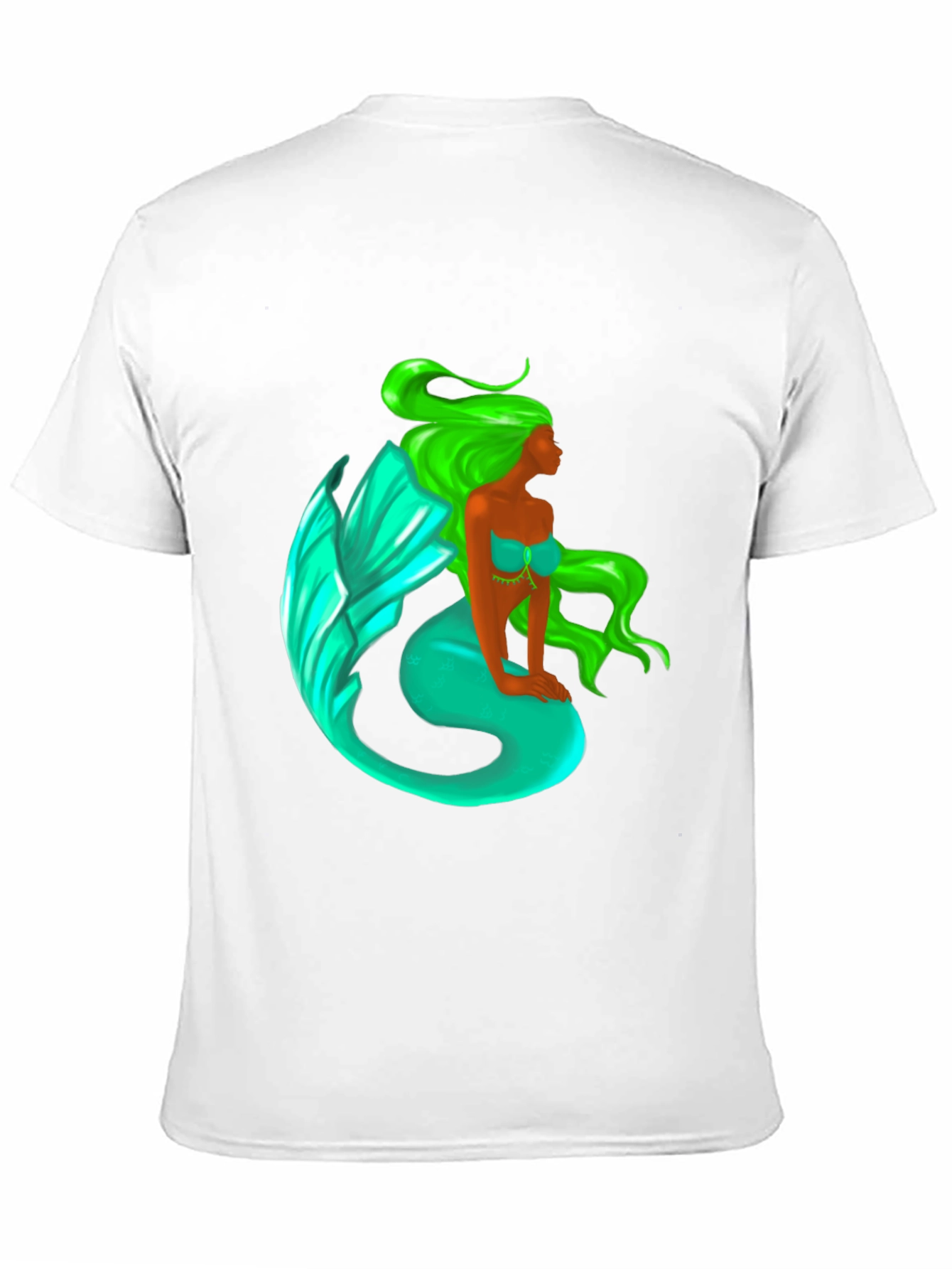 Mermaid Graphic Tee - Black Cotton Blend T-Shirt