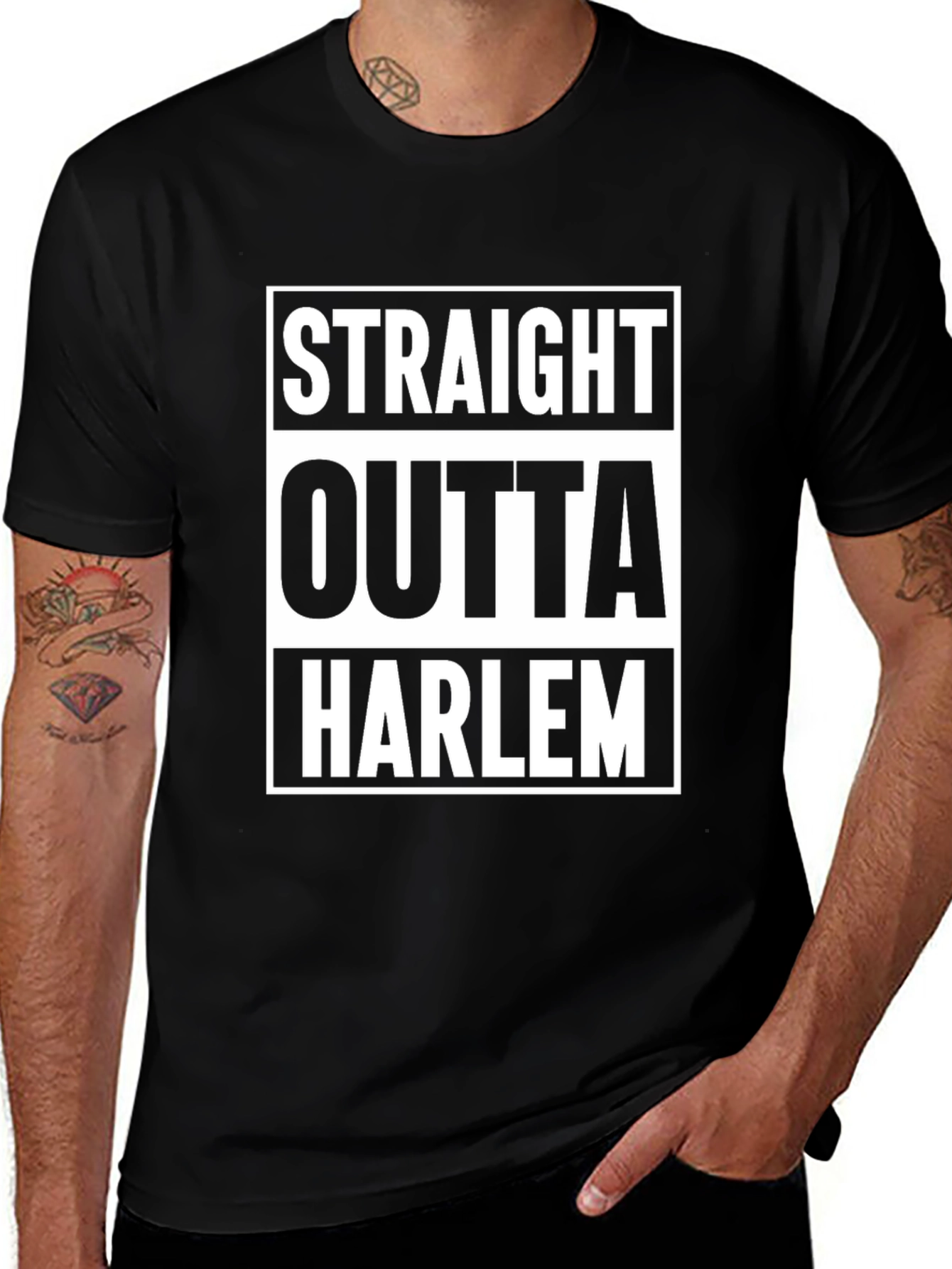 Straight Outta Harlem Graphic Tee - Black