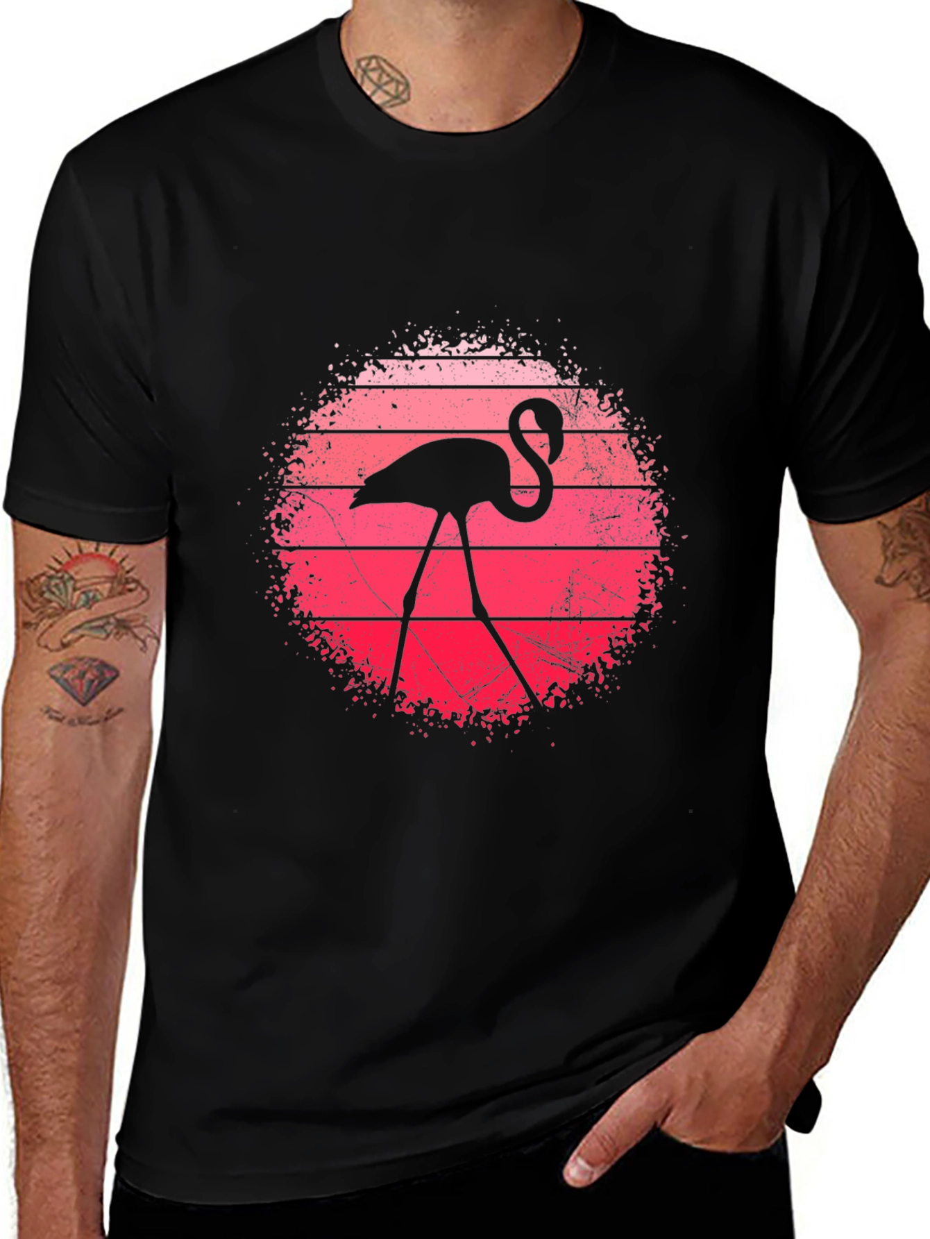 Flamingo Sunset Graphic Tee - Retro Style