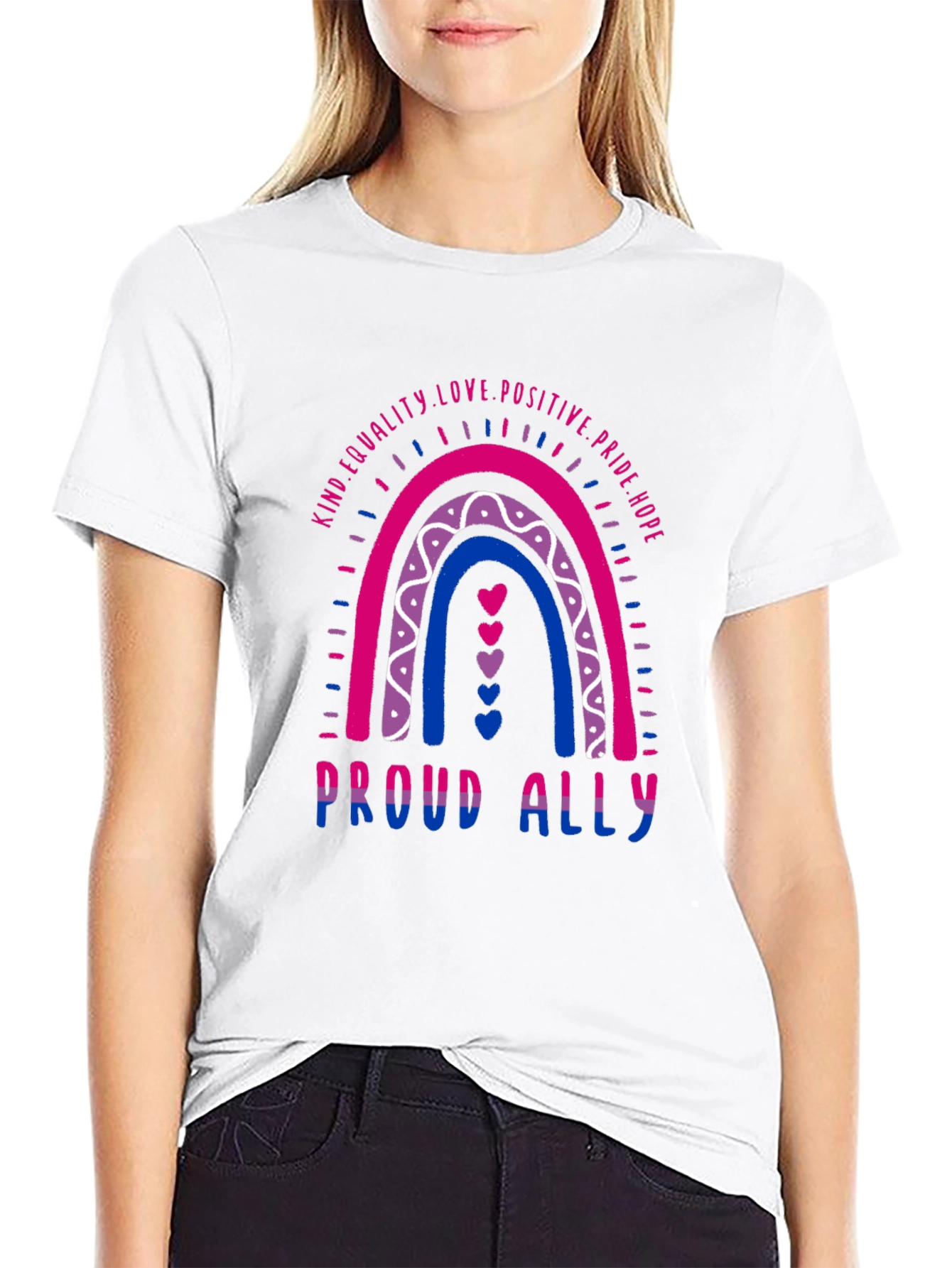 Proud Ally Bi Pride Rainbow Graphic T-Shirt
