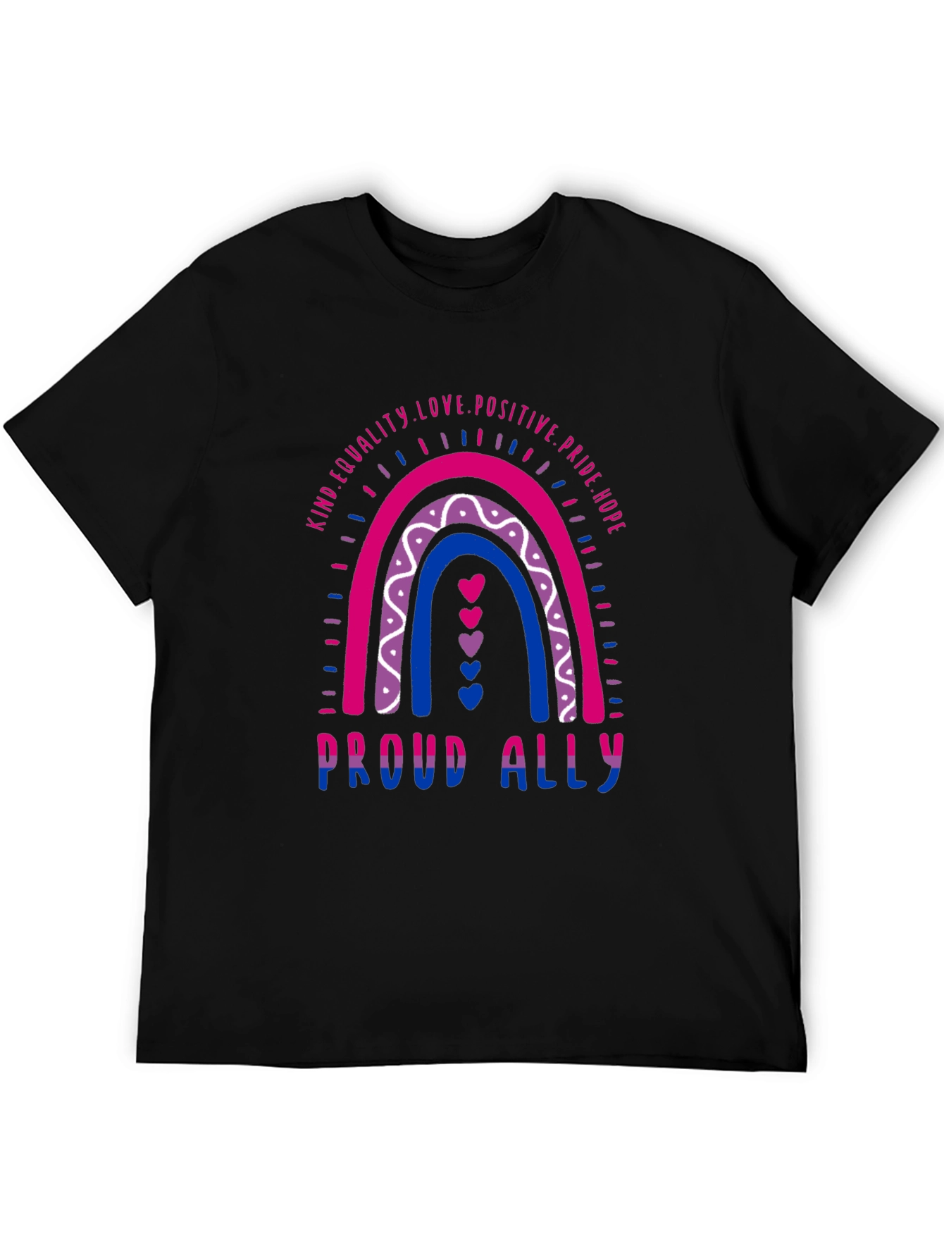 Proud Ally Bi Pride Rainbow Graphic T-Shirt