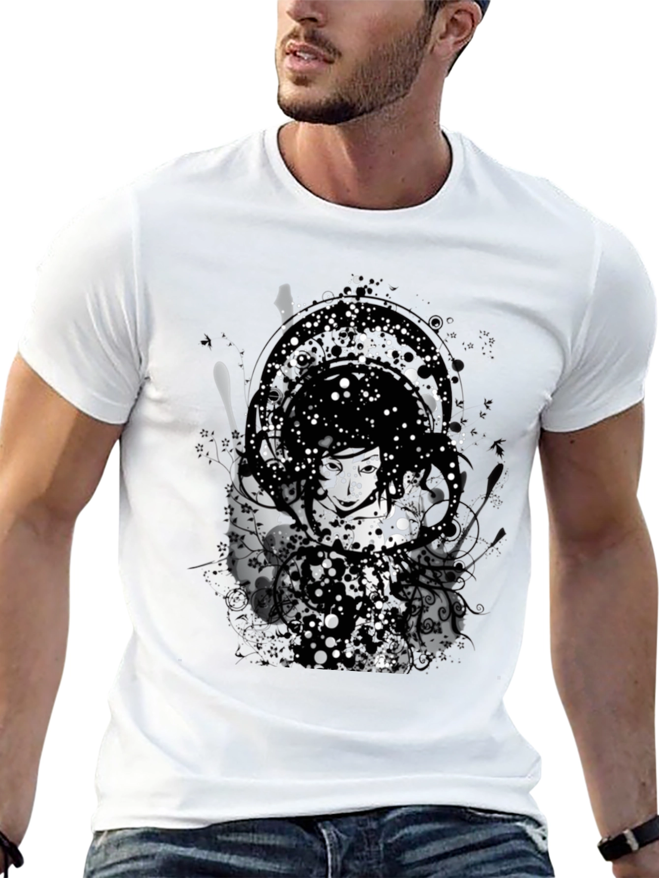 Abstract Graphic Print Black T-Shirt