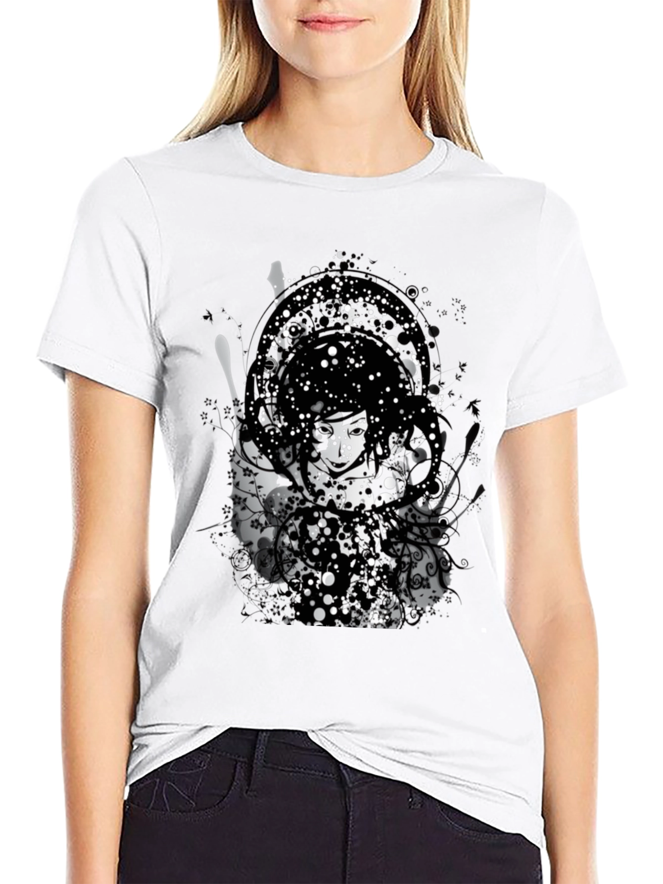 Abstract Graphic Print Black T-Shirt