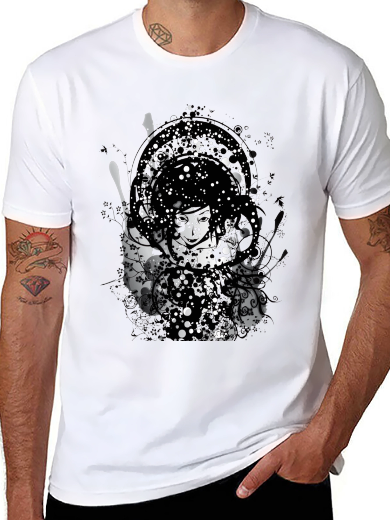 Abstract Graphic Print Black T-Shirt