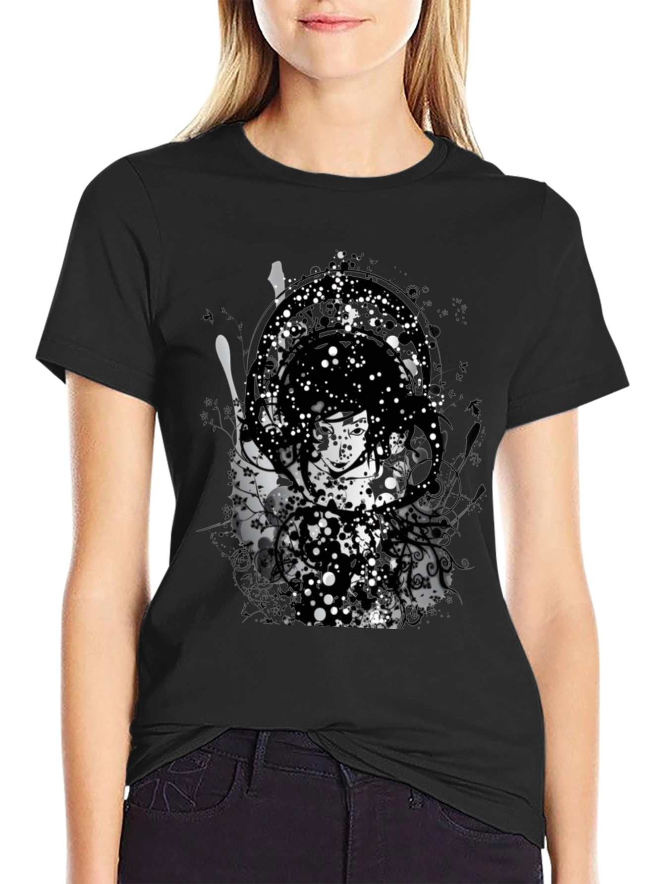 Abstract Graphic Print Black T-Shirt
