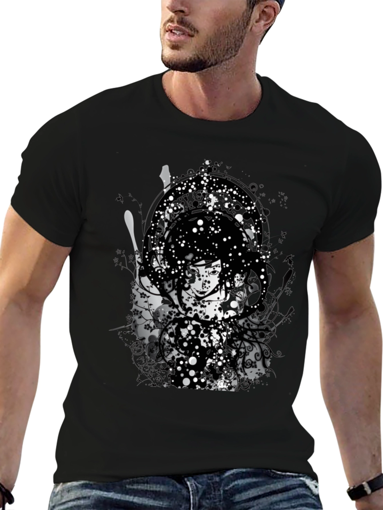 Abstract Graphic Print Black T-Shirt