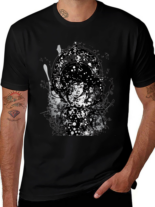 Abstract Graphic Print Black T-Shirt