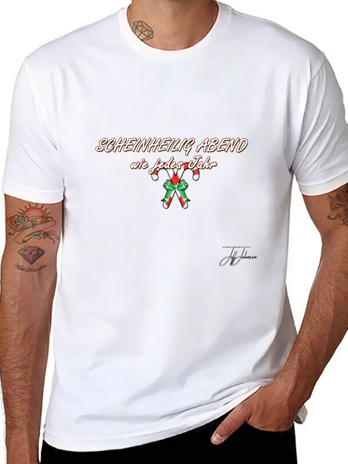 Scheinheilig Abend T-Shirt - Holiday Candy Cane Design