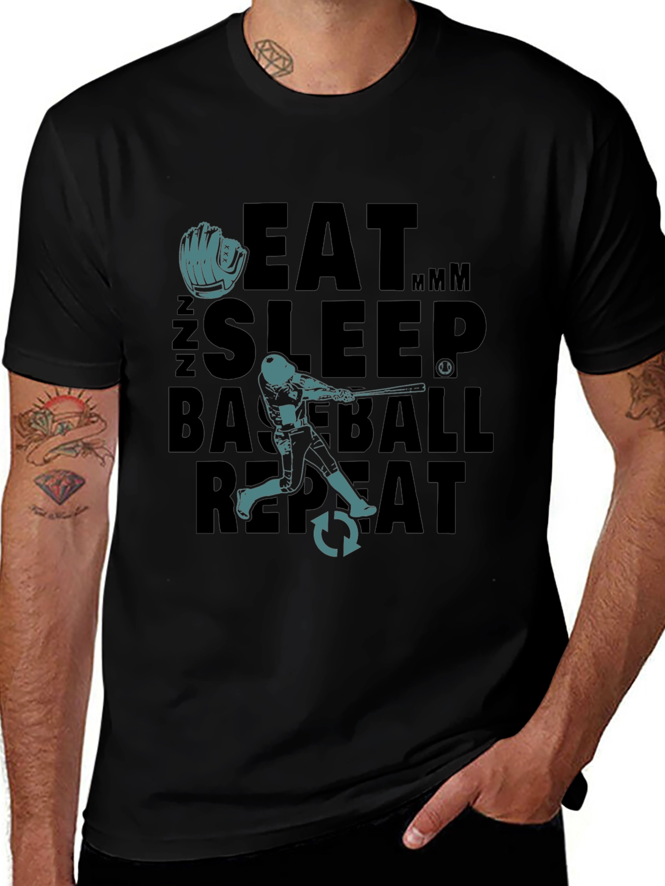 Eat Sleep Baseball Repeat Graphic Tee