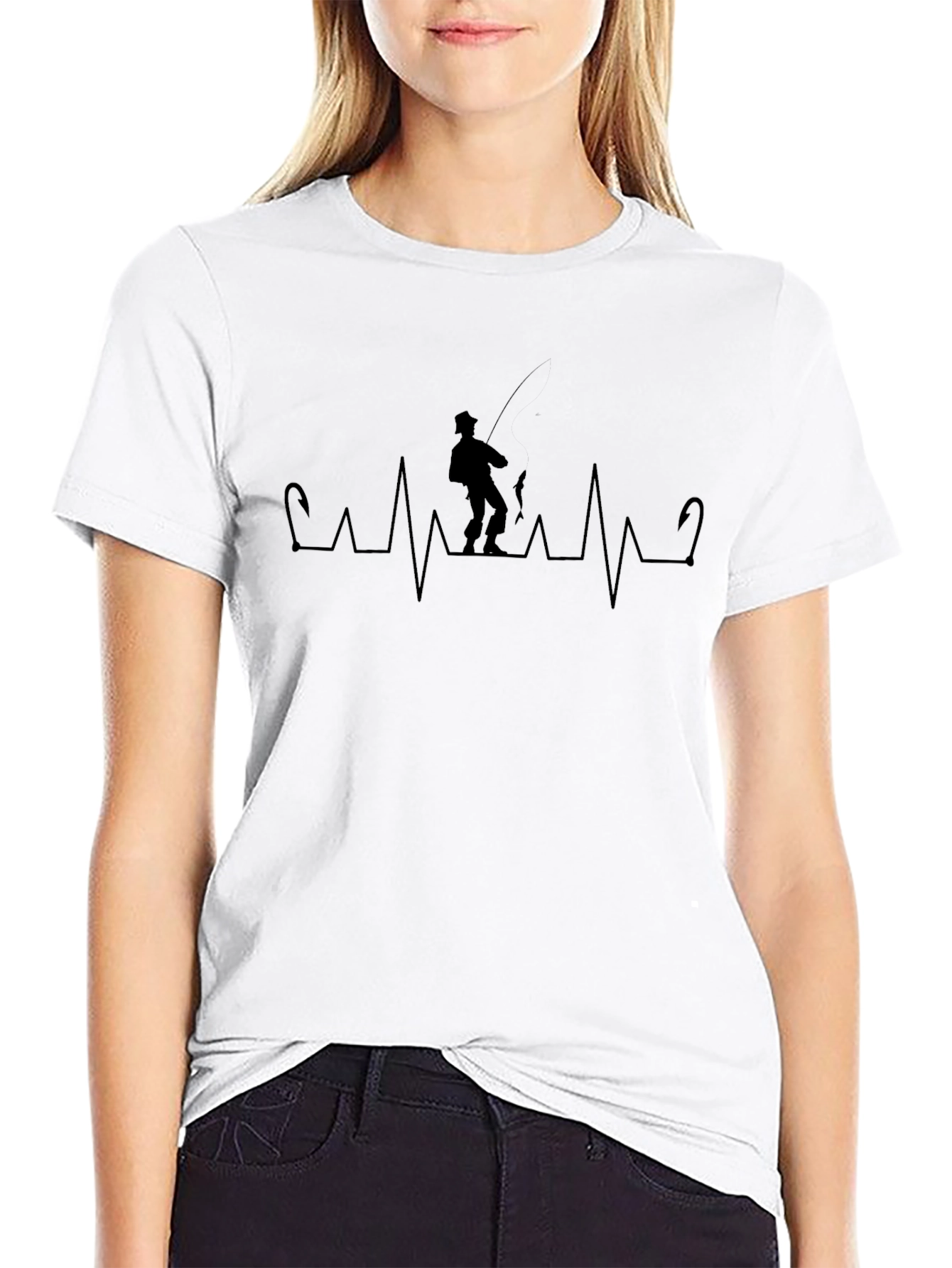 Fisherman Heartbeat T-Shirt - Black Graphic Tee