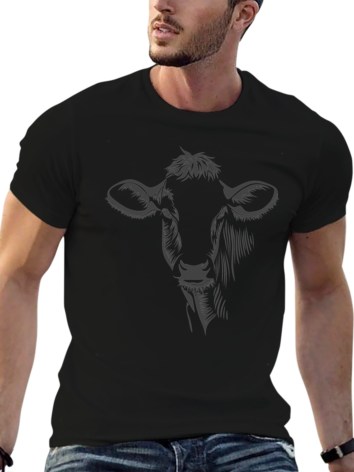 Cow Graphic T-Shirt - Mens Black Tee
