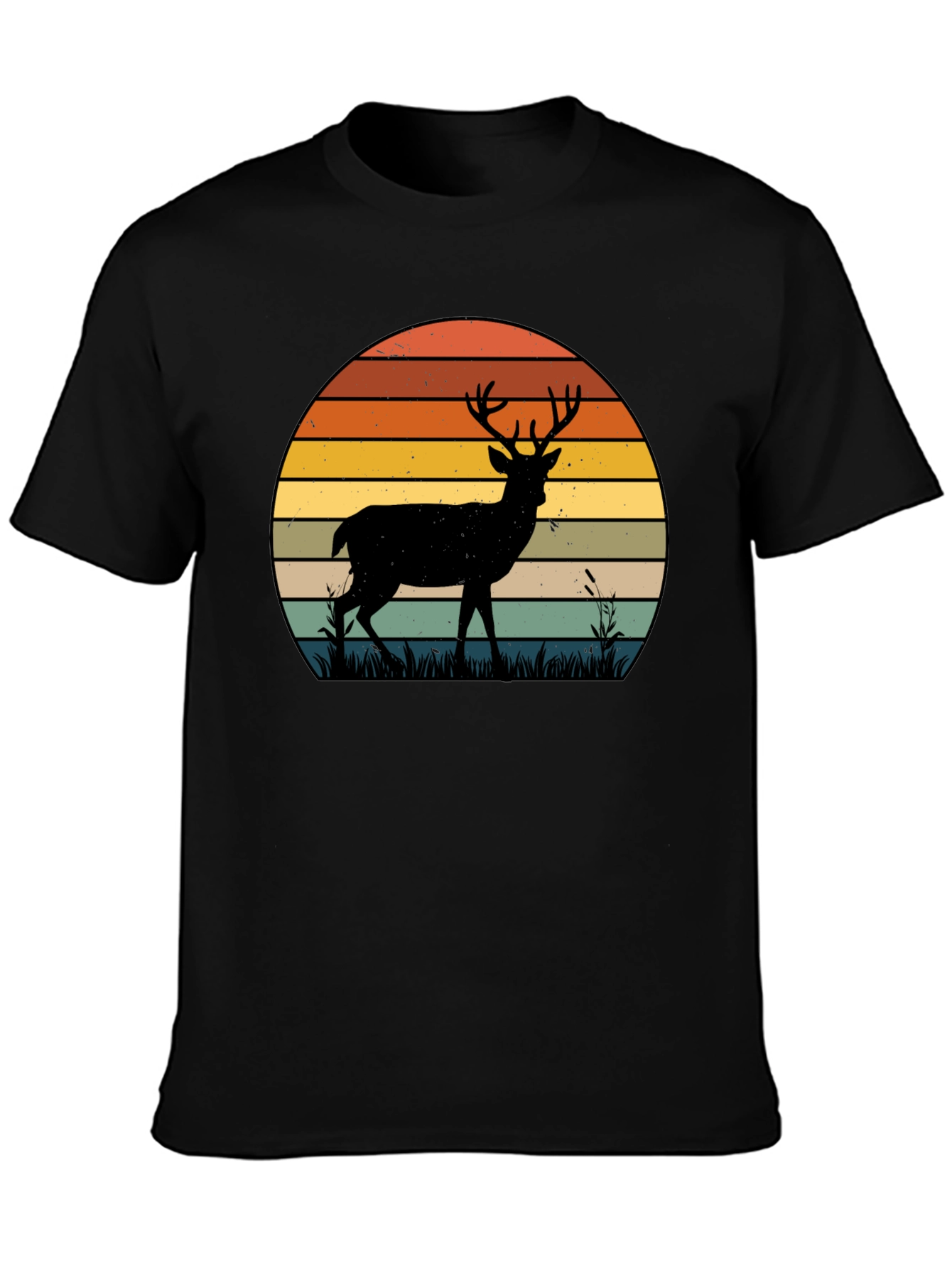 Retro Deer Sunset Graphic T-Shirt