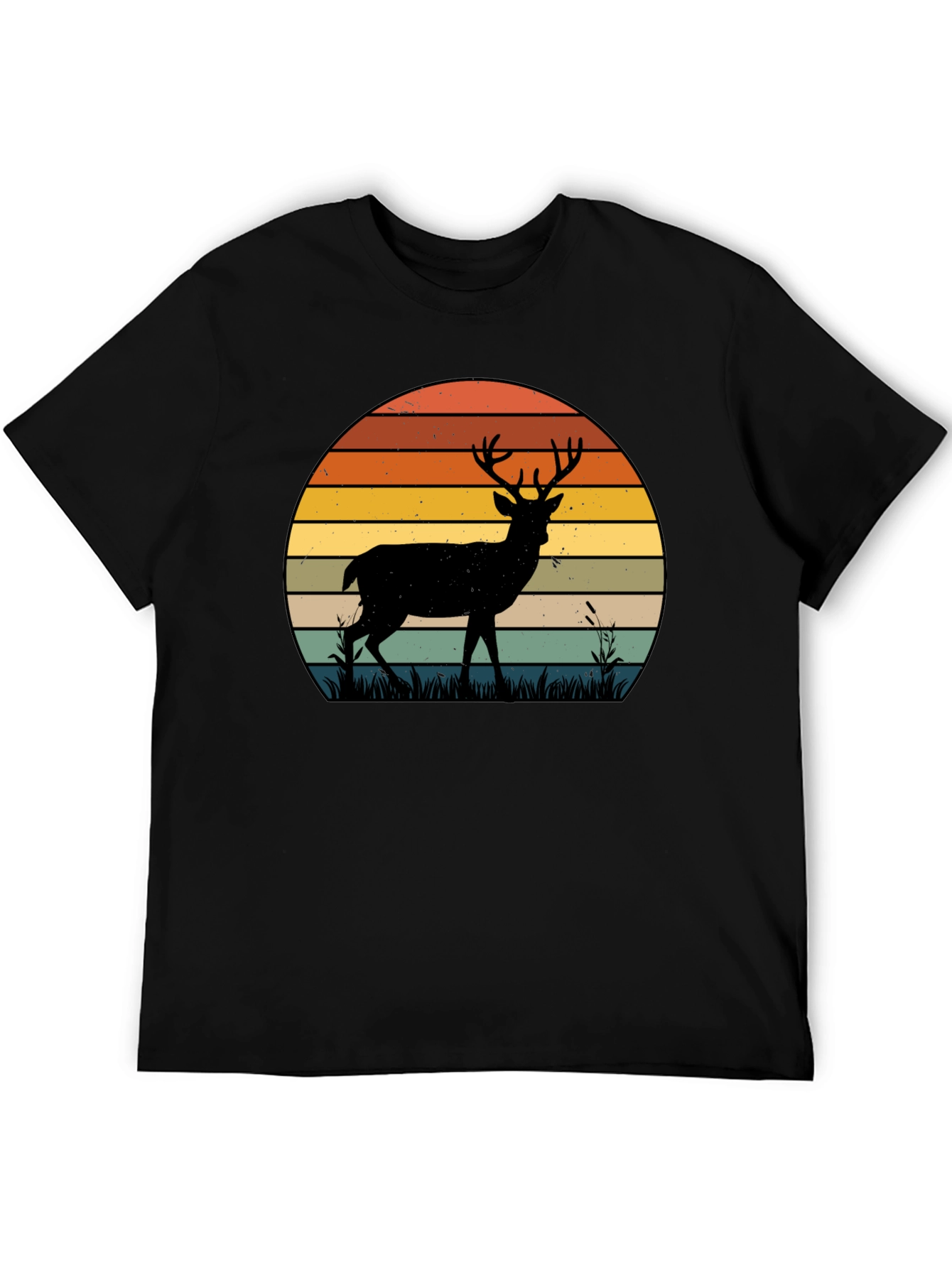 Retro Deer Sunset Graphic T-Shirt