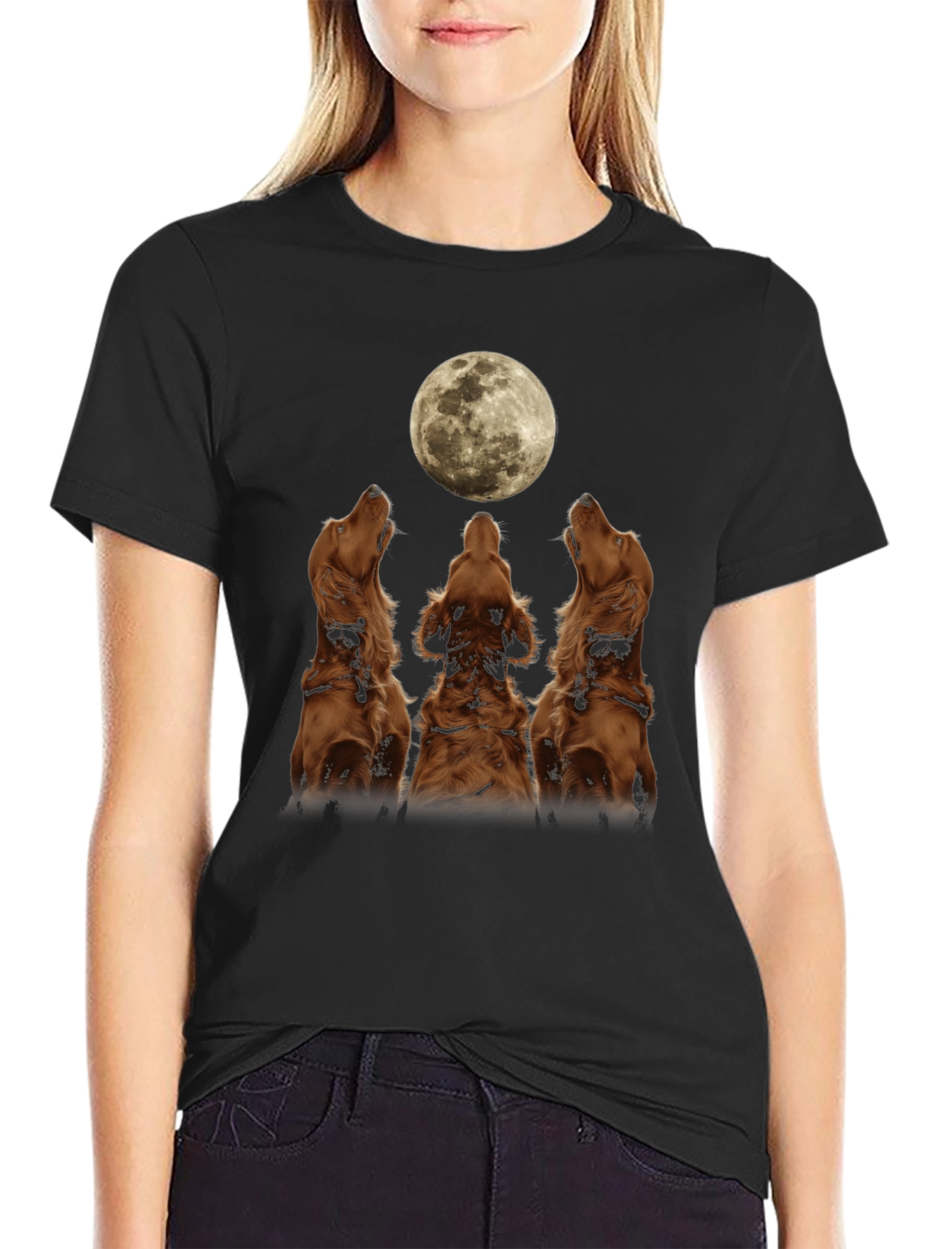 Dog Moon Howl T-Shirt - Black